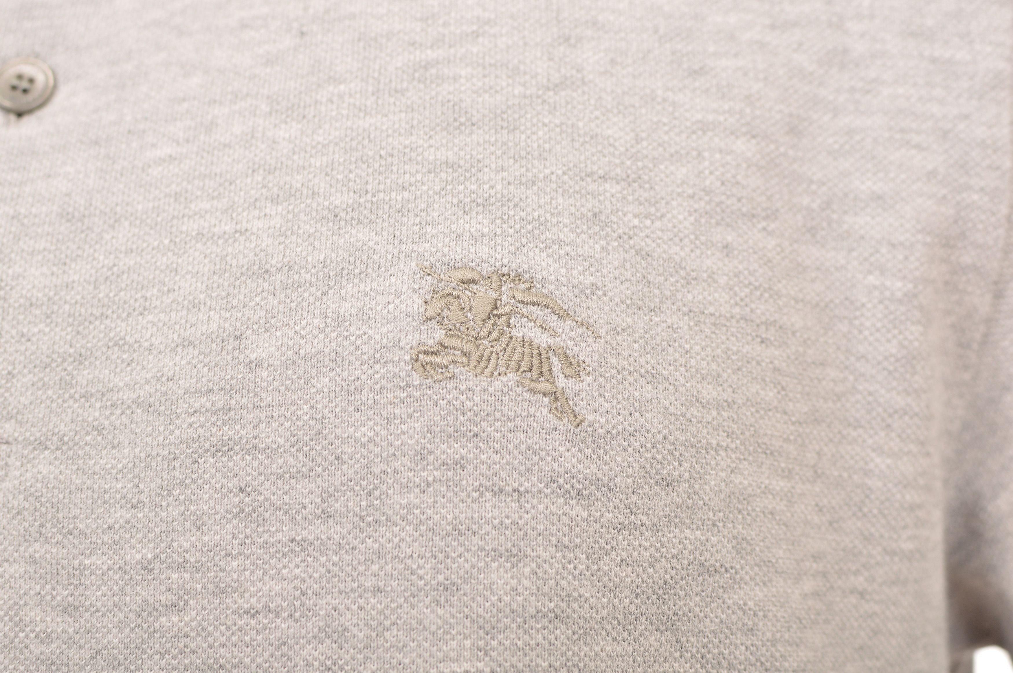 Burberry Burberry Oxford Pale Gray Cotton Logo SS Polo Shirt Size US S / EU 44-46 / 1 - 3 Thumbnail