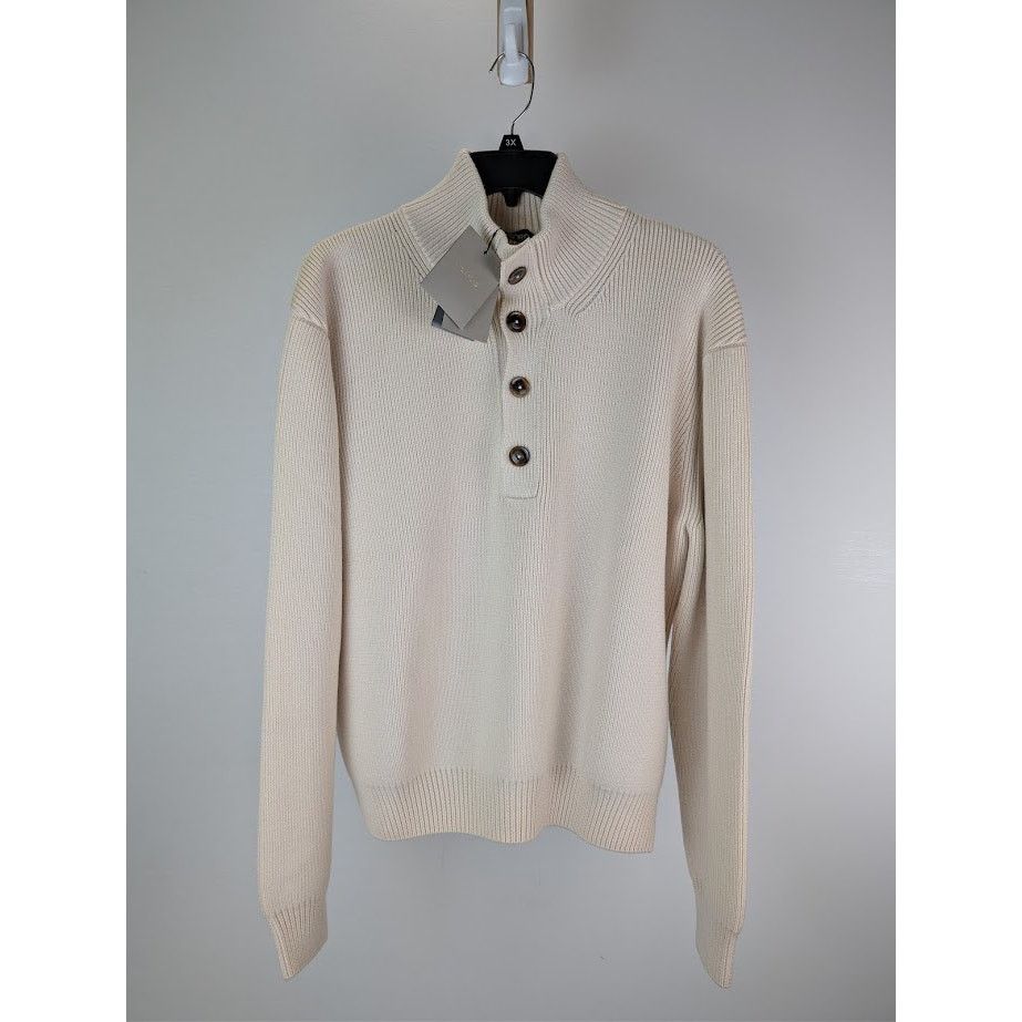 Tom Ford o1rshd1 Knitwear Button Sweater in Ivory Size US XL / EU 56 / 4 - 8 Thumbnail