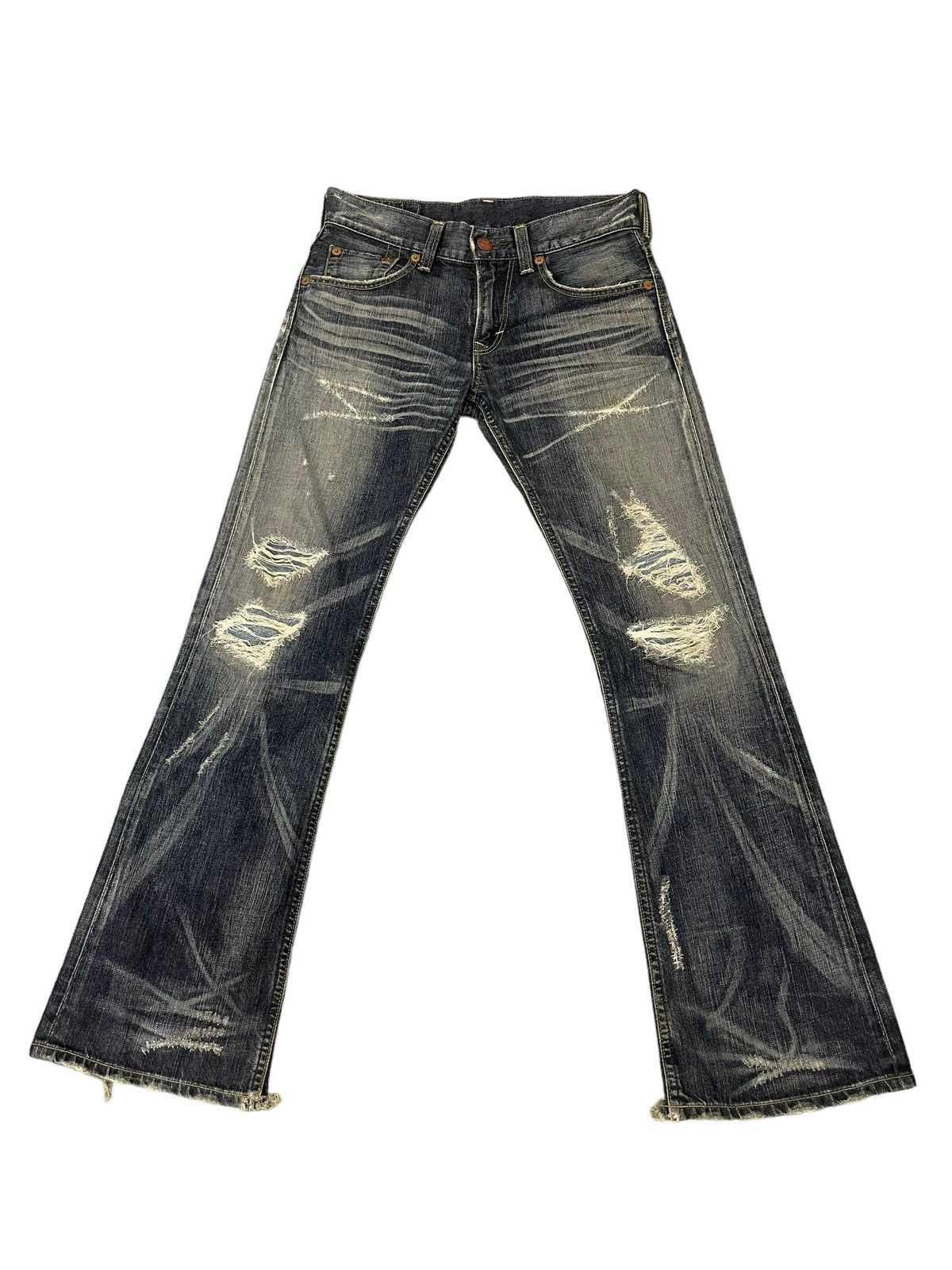 Edwin Flare Jeans Edwin Japan Distress Low Rise Boot Cut 8🟦5 Size US 31 - 2 Thumbnail