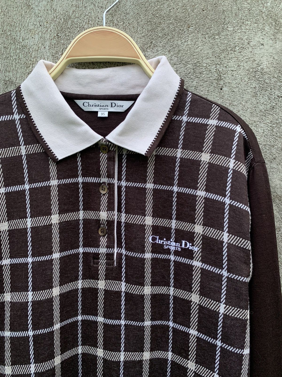 Dior Vintage Dior brown plaid longsleeve polo rugby shirt Size M / US 6-8 / IT 42-44 - 2 Thumbnail