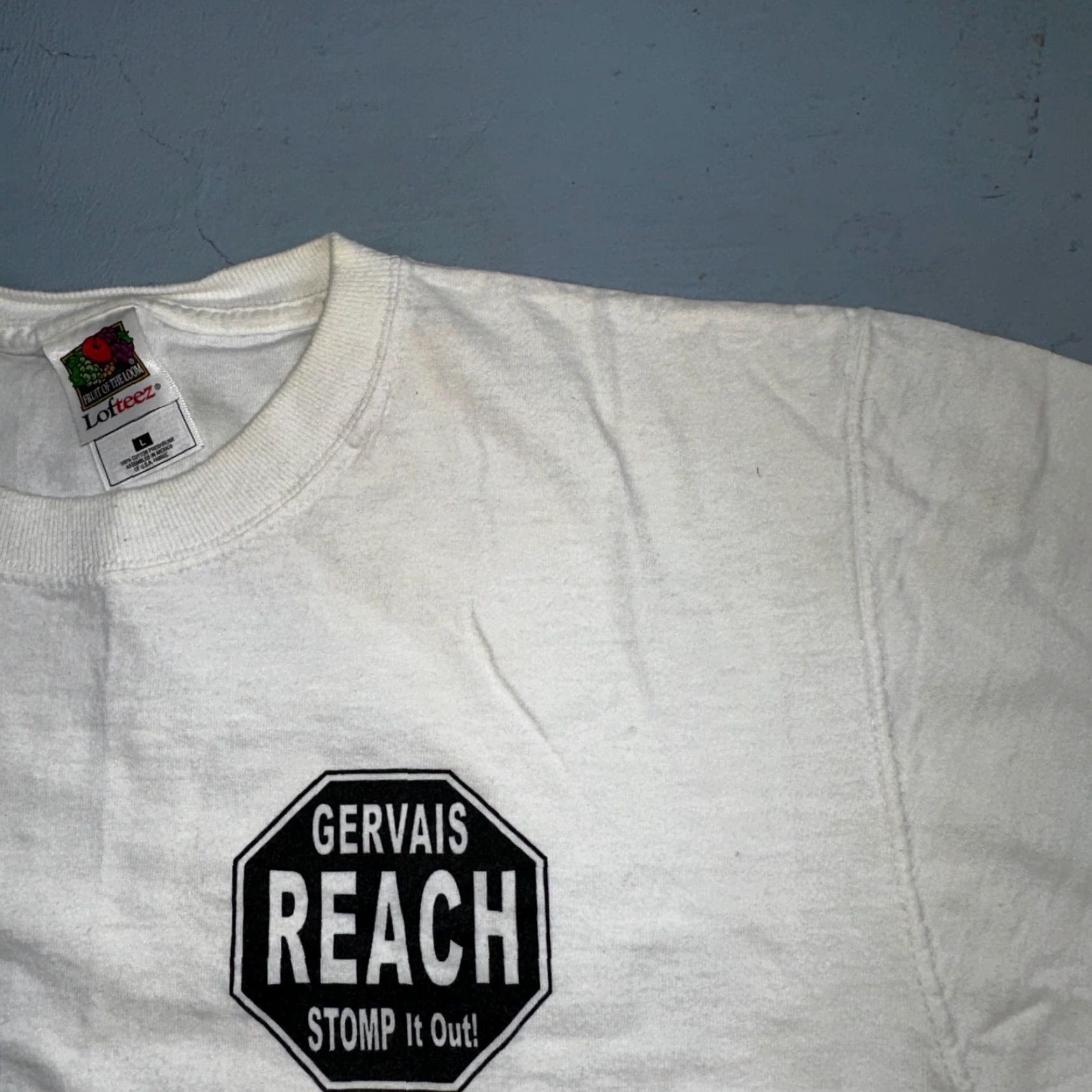 Fruit Of The Loom VINTAGE Fruit of the Loom T-Shirt Men White 90s Stomp It Out Cigarettes STOP Smoking Kills FOTL Shirt Size US L / EU 52-54 / 3 - 7 Thumbnail