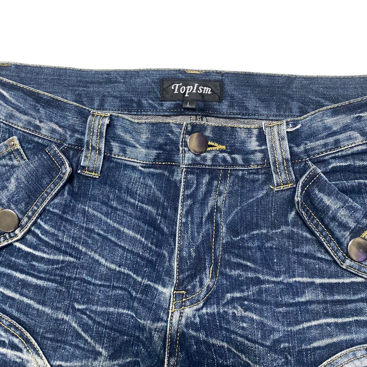 Japanese Brand Vintage TOPISM Denim Super Flare Cargo Pants Size US 34 / EU 50 - 6 Thumbnail