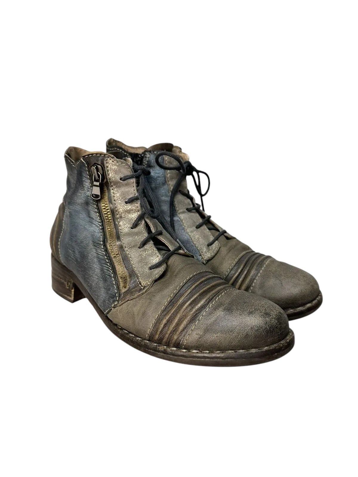 Leather Vintage Metal Zip Italy Leather Mens Boots AS 98 Style Size US 9 / IT 39 - 11 Thumbnail