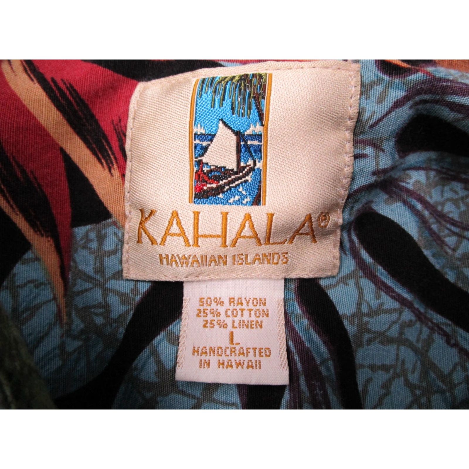 Vintage Kahala Shirt Mens Large Black Floral Button Up Hawaiian Linen Blend Made in USA Size US L / EU 52-54 / 3 - 3 Thumbnail