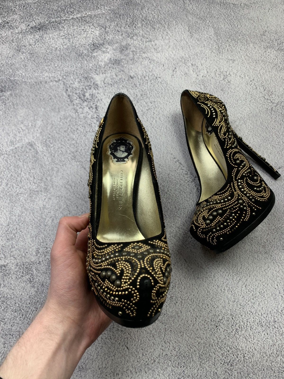 Philipp Plein Philipp Plein Womens Black Suede Platform Pumps Heels EU39 Size US 9 / IT 39 - 3 Thumbnail