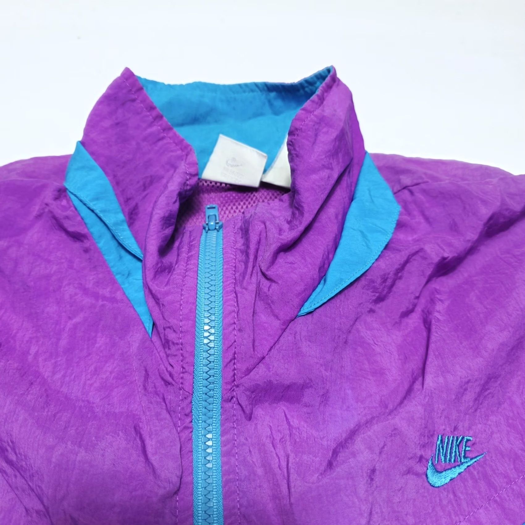Nike VINTAGE Nike Windbreaker Women's XL Purple Full Zip Pockets 90s Teal Size XL / US 12-14 / IT 48-50 - 6 Thumbnail