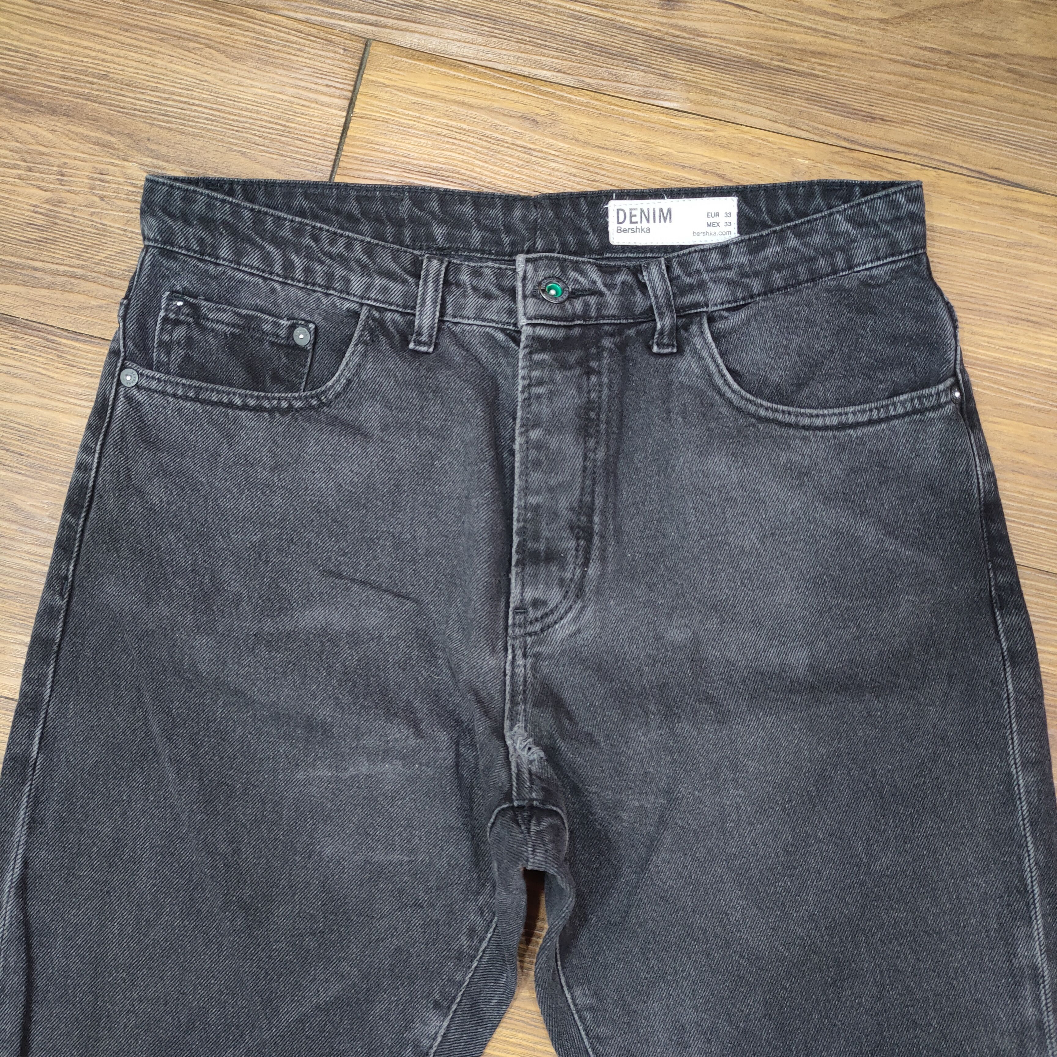 Bershka VINTAGE BERSHKA FADED BLACK RIPPED DENIM JEANS PANTS Size US 34 / EU 50 - 3 Thumbnail