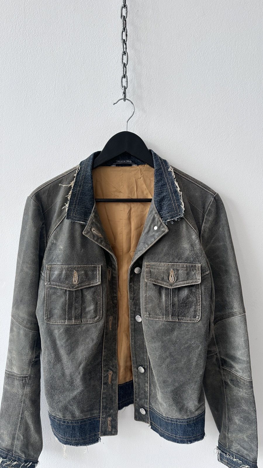 Baldinini Baldinini Italy Distressed Leather Denim Jacket 44 Archive Size M / US 6-8 / IT 42-44 - 7 Thumbnail