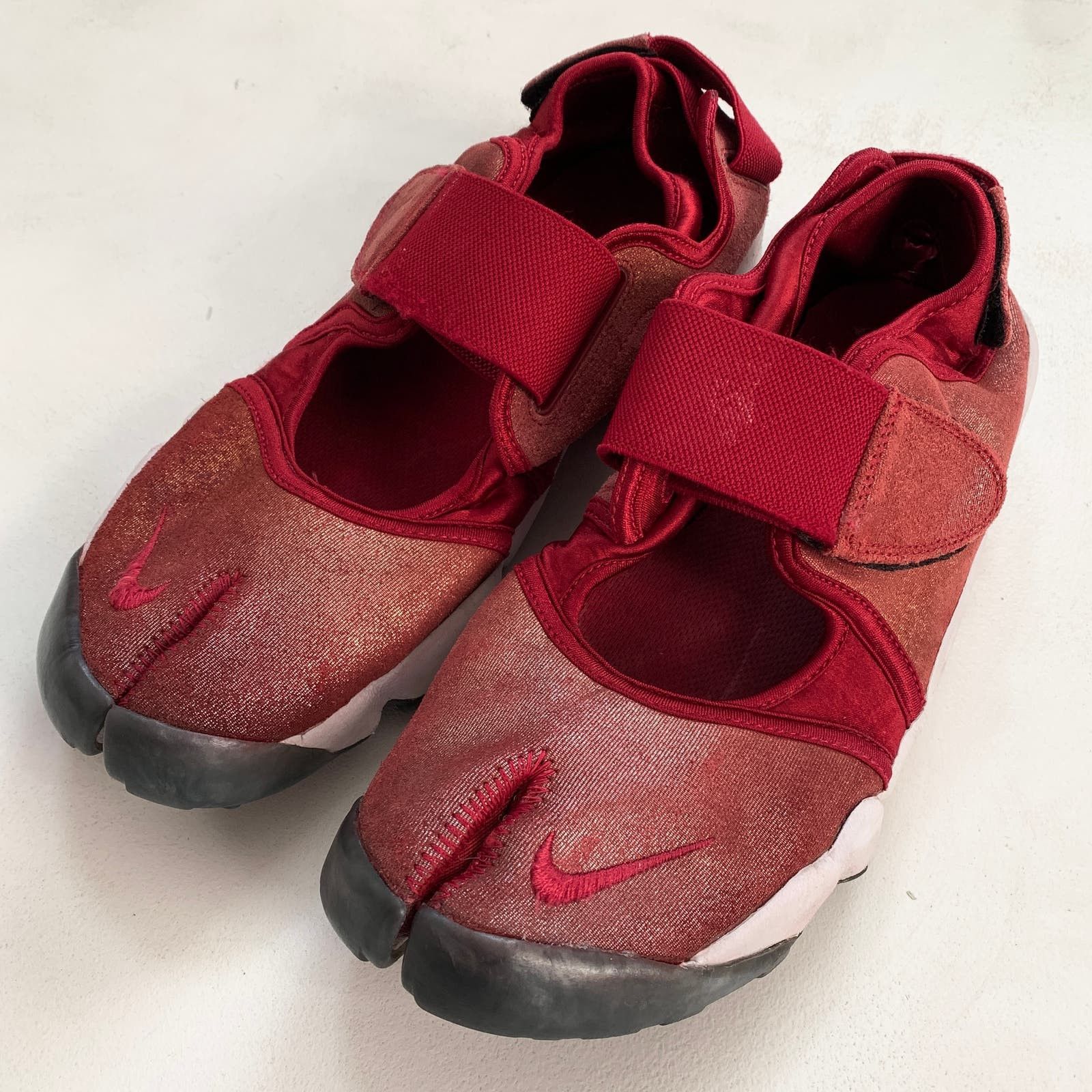 image of Nike Air Rift Gold Glitter Split Toe Shoes Sneakers in Red, Men's (Size 11)