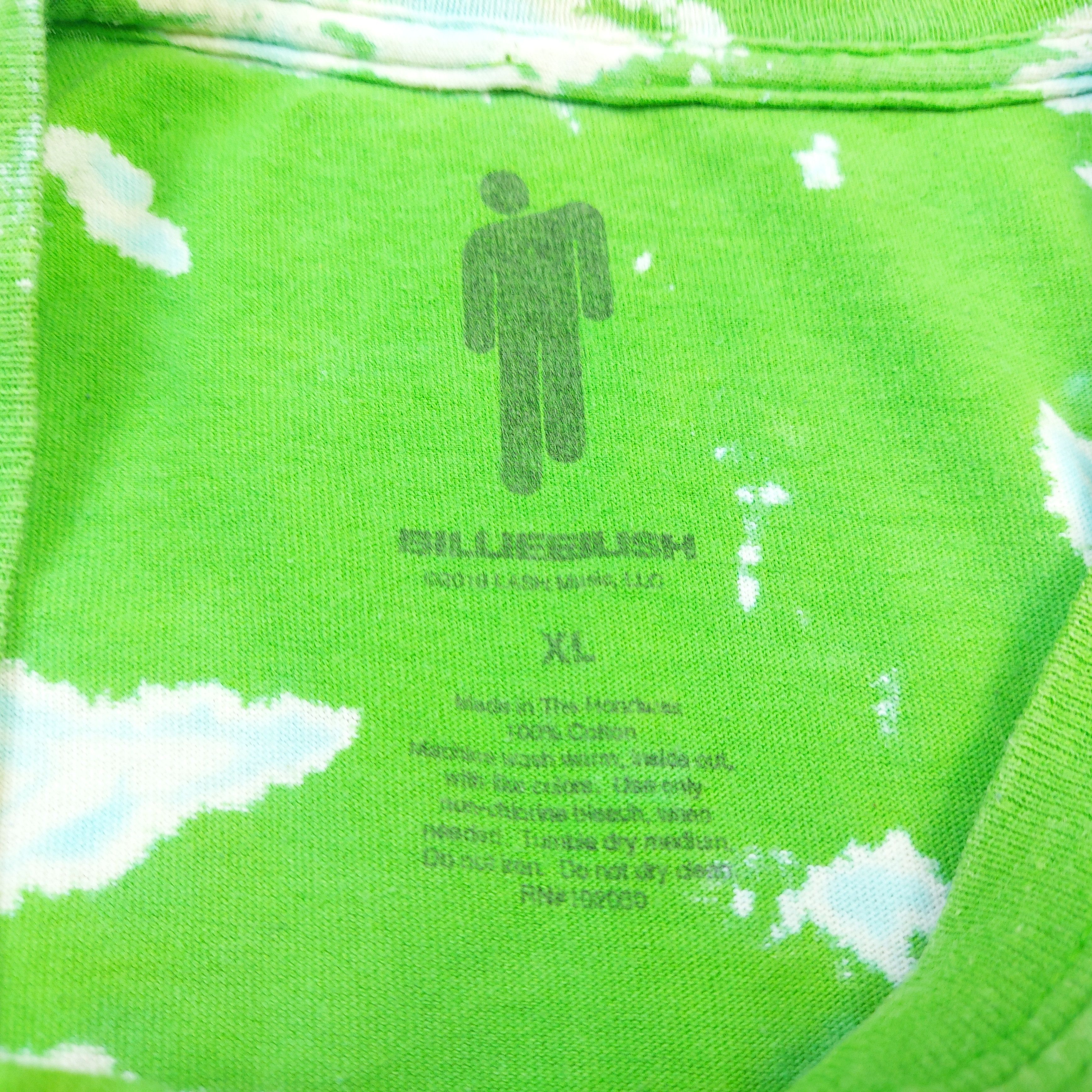 Billie Eilish Billie Elilish Bleach Dyed Official Green TEE Size US XL / EU 56 / 4 - 6 Thumbnail