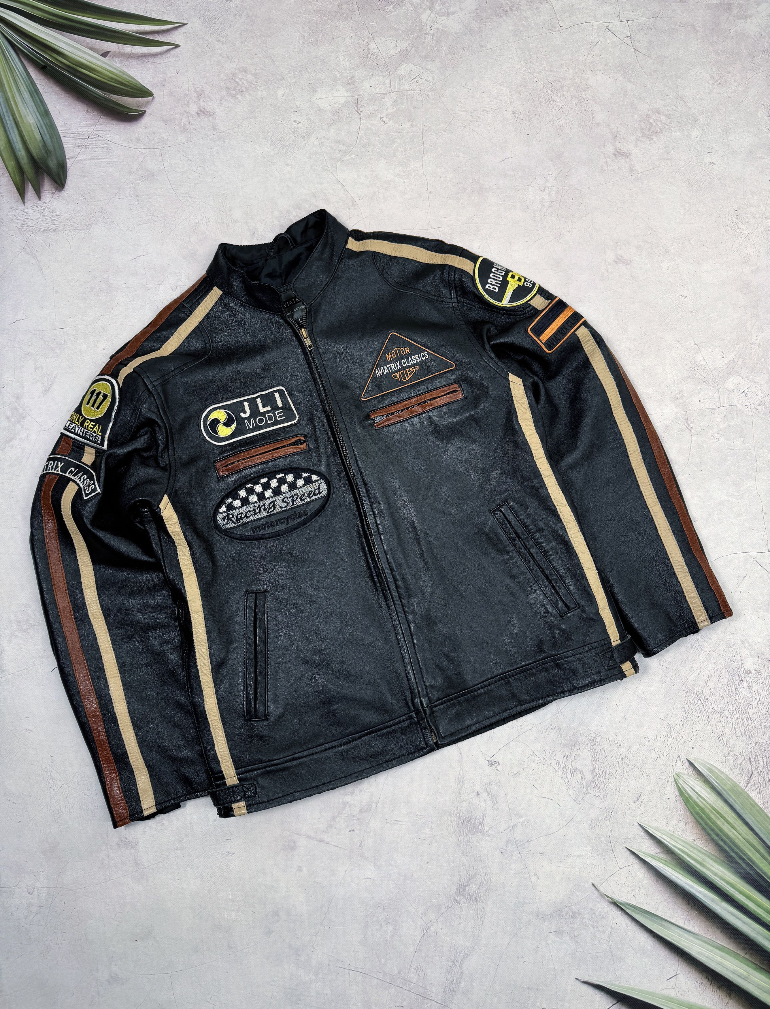 Other Vintage Racing Speed Leather Motorcycle Jacket Brogniez Size US M / EU 48-50 / 2 - 3 Thumbnail