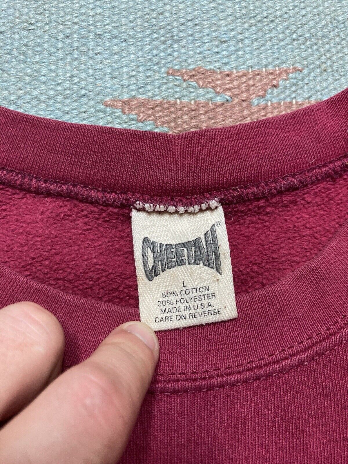 Vintage VTG 90s crewneck sweatshirt cheetah blank maroon red USA L Size US L / EU 52-54 / 3 - 6 Thumbnail
