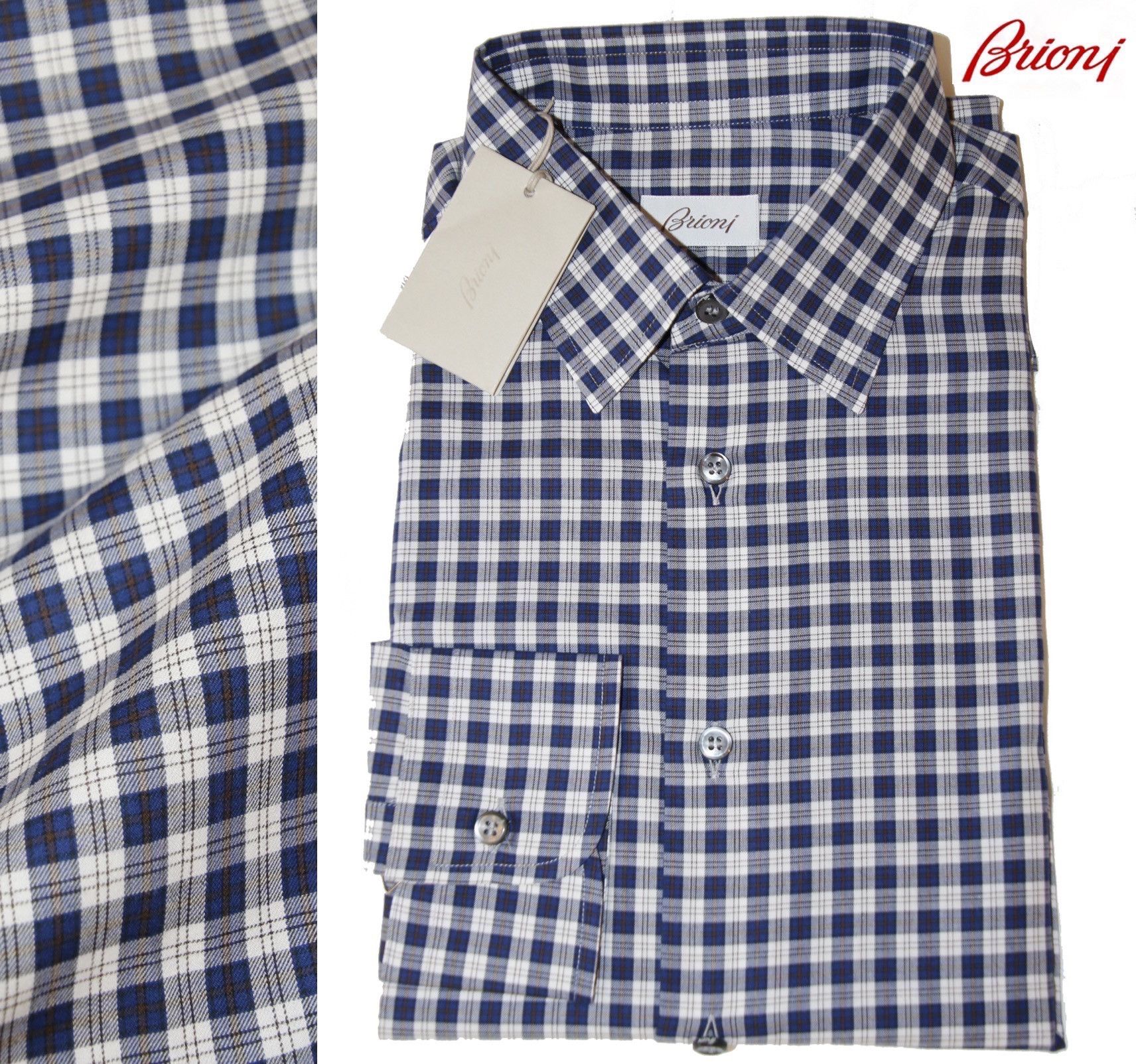Brioni $1000 Brioni Blue plaid long sleeve shirts M Size US M / EU 48-50 / 2 - 1 Thumbnail