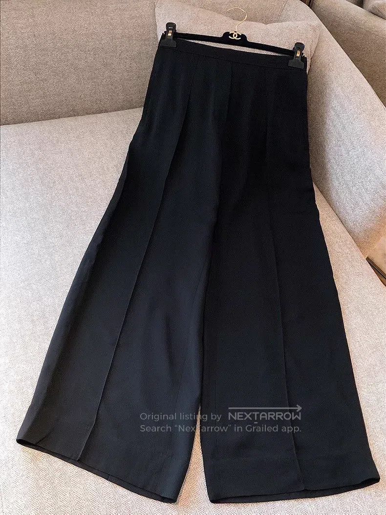Hermes Hermes Black elastic waist wide-leg pants Size 25" / US 0 / IT 36 - 1 Thumbnail