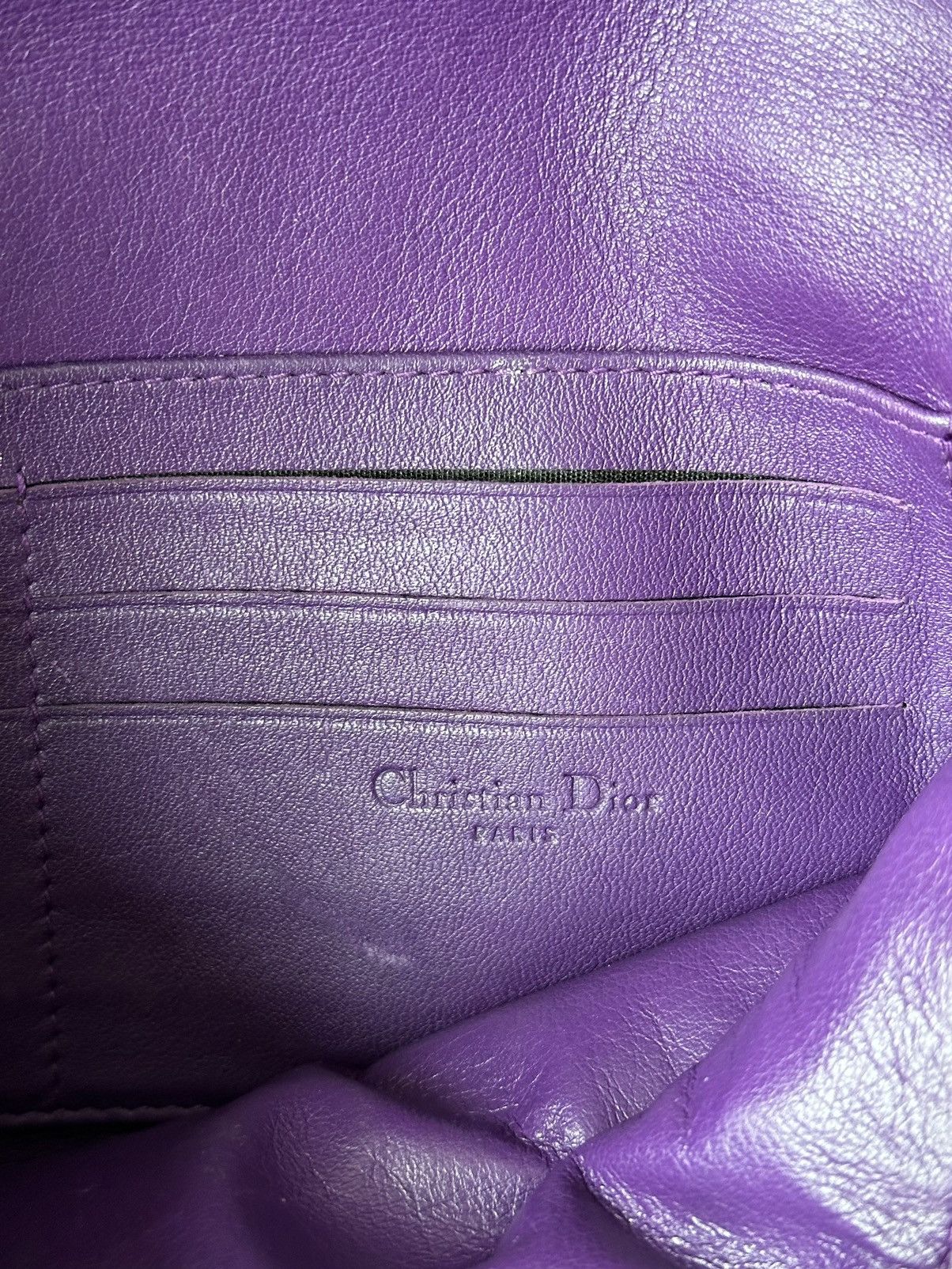 Christian Dior Monsieur × Dior × Vintage Dior Cannage Miss Dior Purple Quilted Patent Promenade Pouch Size ONE SIZE - 7 Thumbnail
