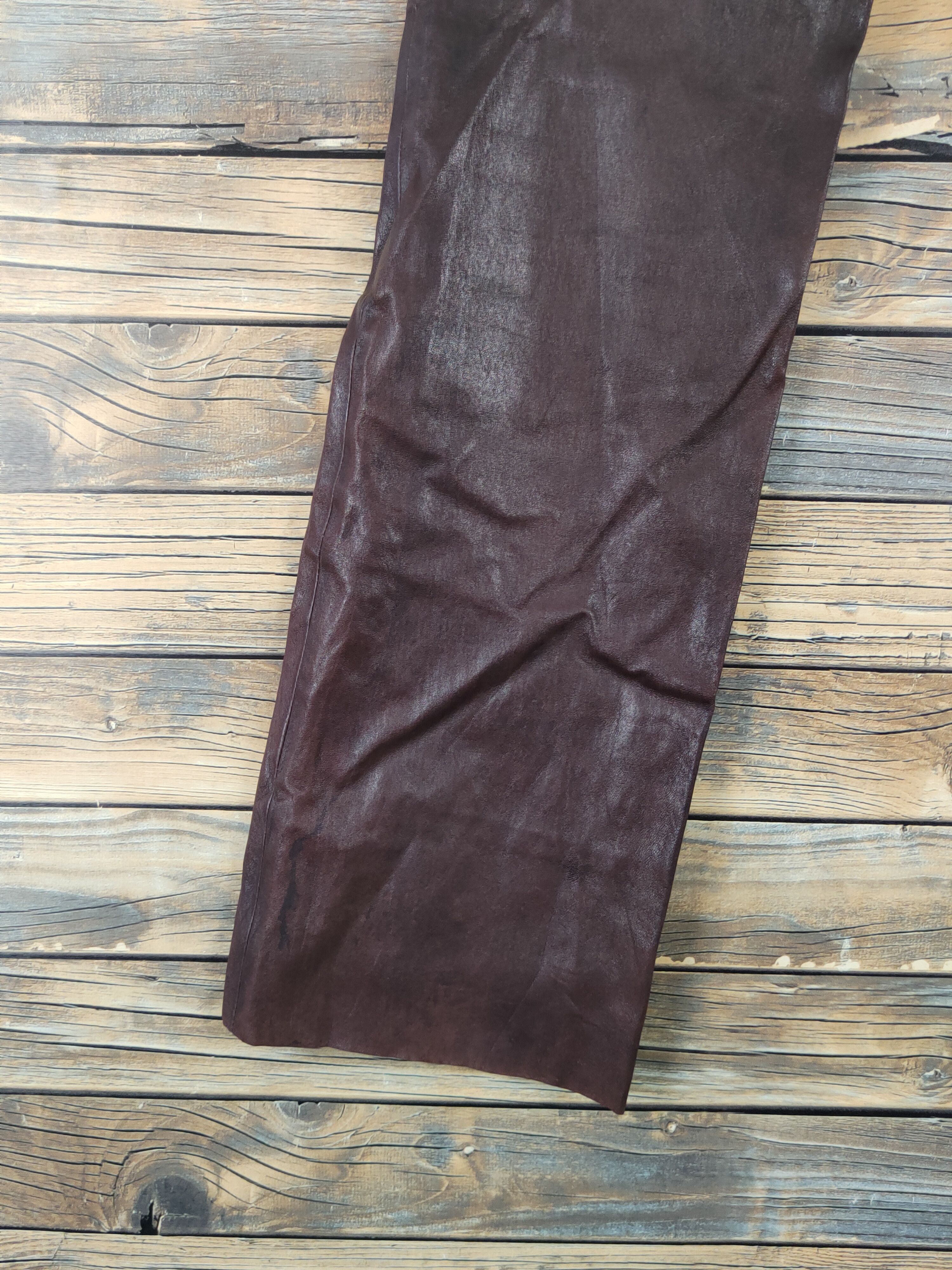 Leather DL Japan Vintage Dark Brown faded Leather lamb Pants #W1885 Size US 28 / EU 44 - 10 Thumbnail