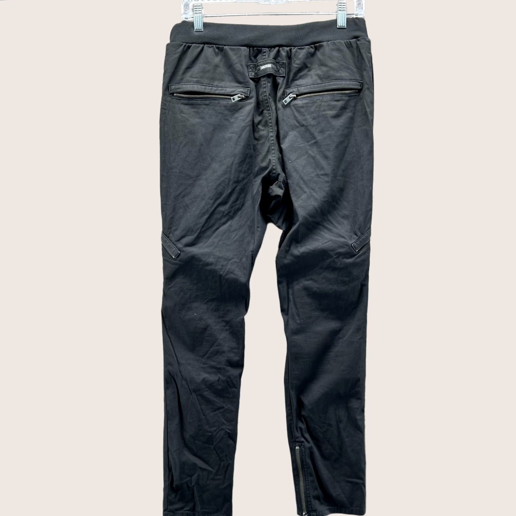 Zanerobe Zanerobe Pants Mens 32 Black Jogger Zip Detail Stretch Casual Sureshot Tapered Size US 32 / EU 48 - 1 Thumbnail
