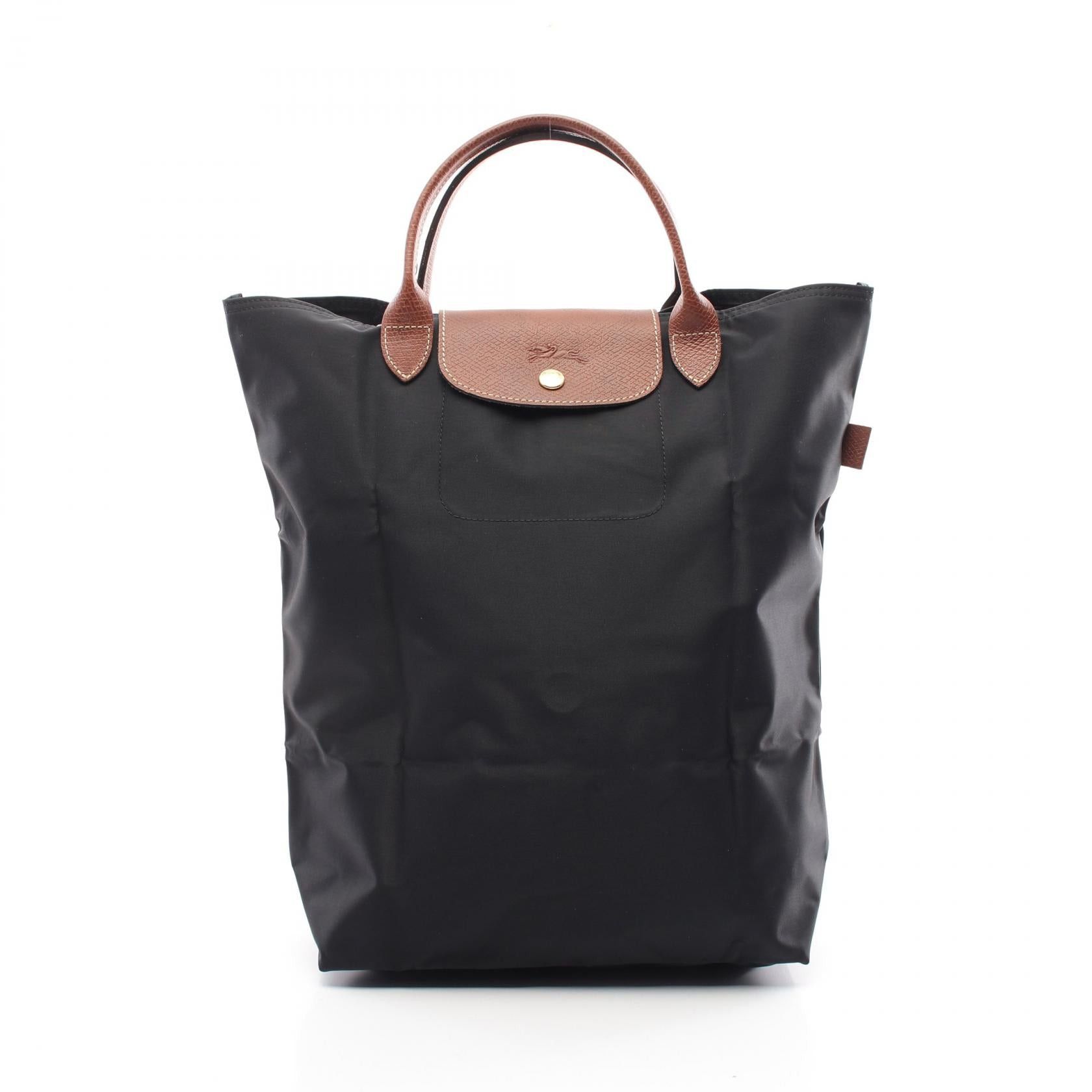 Longchamp Longchamp Le Preage Original M Shopping Bag Handbag Tote Fabric Leather Black Size ONE SIZE - 1 Thumbnail