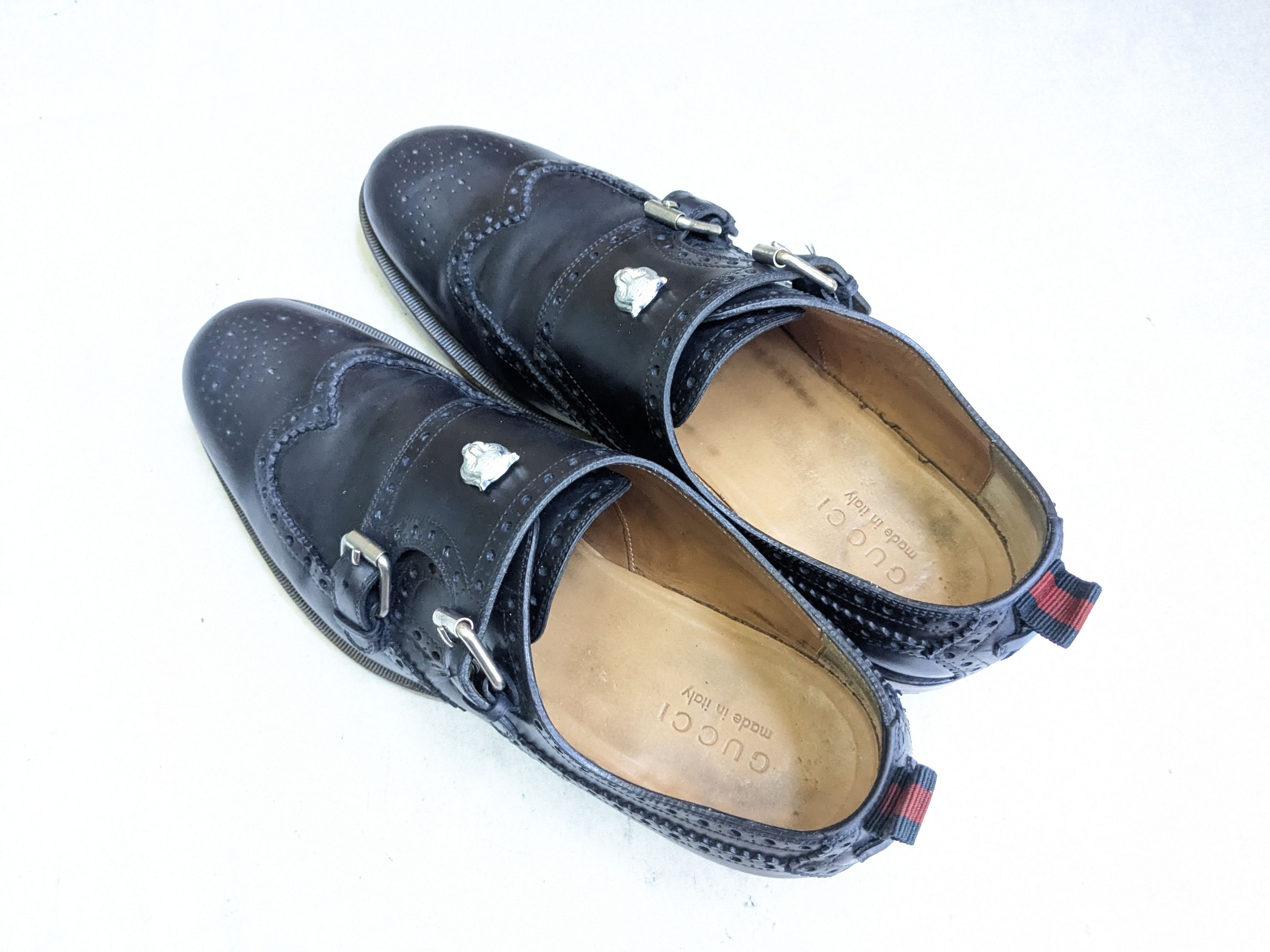 Gucci Gucci Double Monkstrap Brogues Navy Blue 10 Leather Size US 10 / EU 43 - 14 Thumbnail