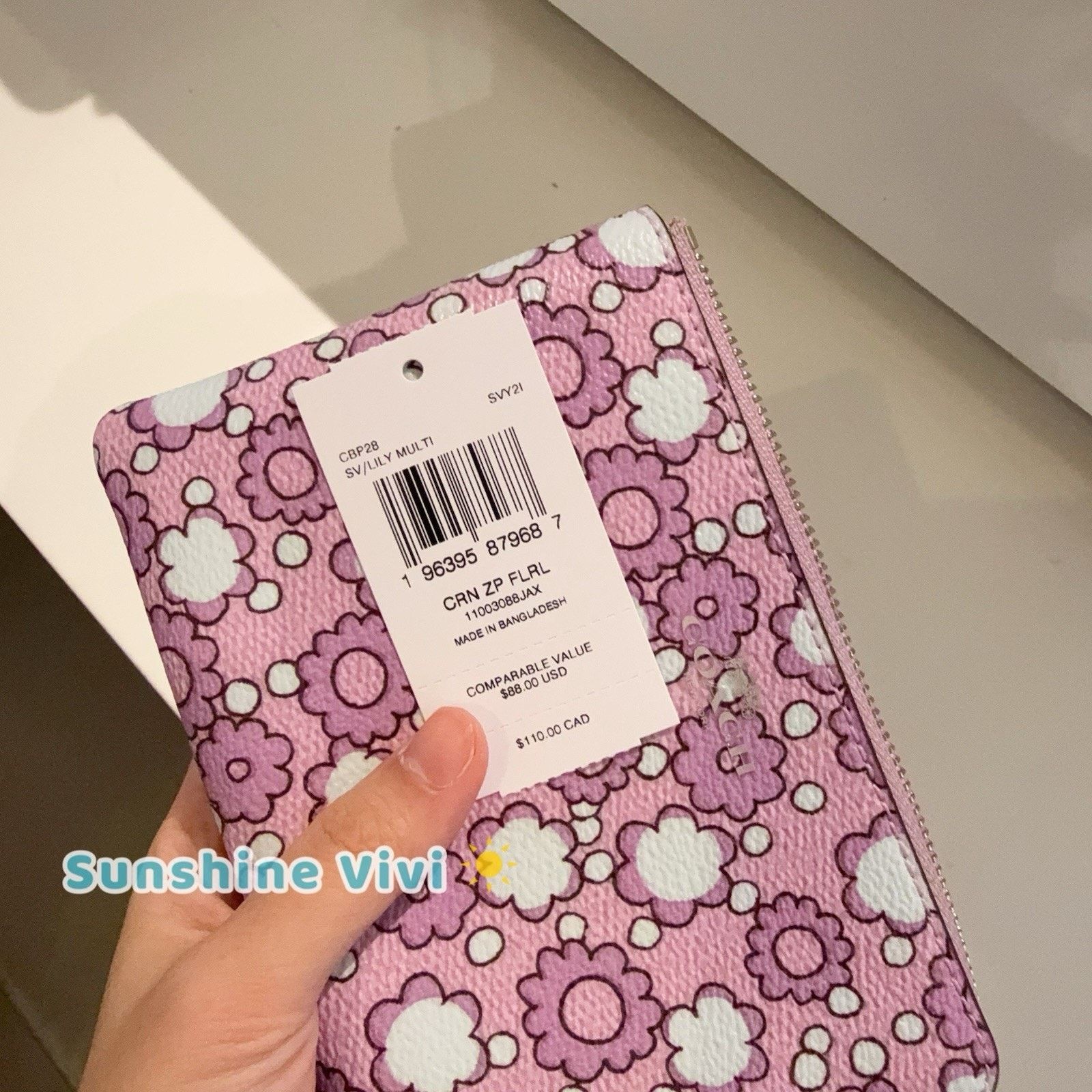 Coach NWT Coach Corner Zip Wristlet CBP28 Purple Floral Canvas Size ONE SIZE - 3 Thumbnail