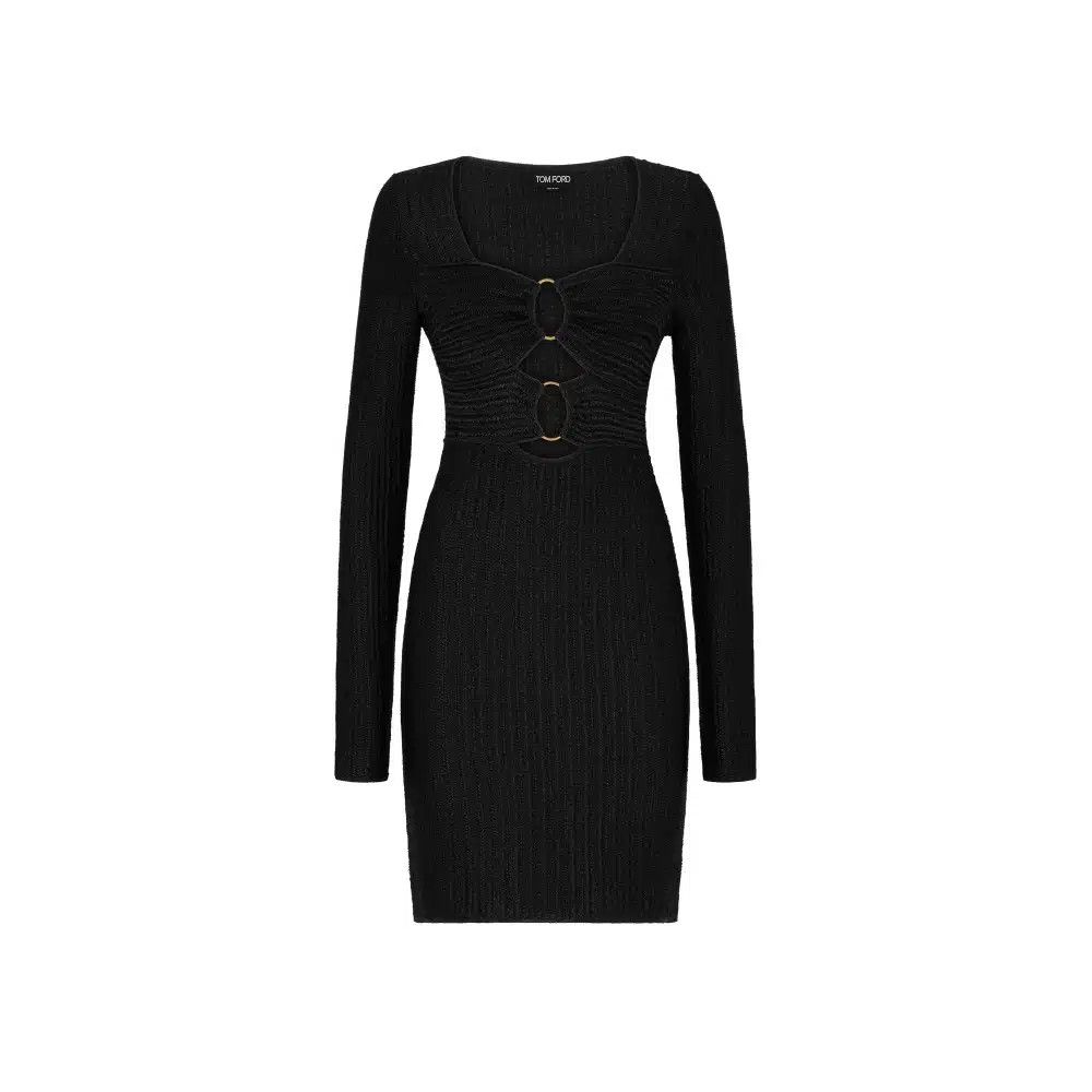 Tom Ford o1loc1c0625 ACK391 Metallic Wool Mini Dress in Black Size M / US 6-8 / IT 42-44 - 1 Thumbnail