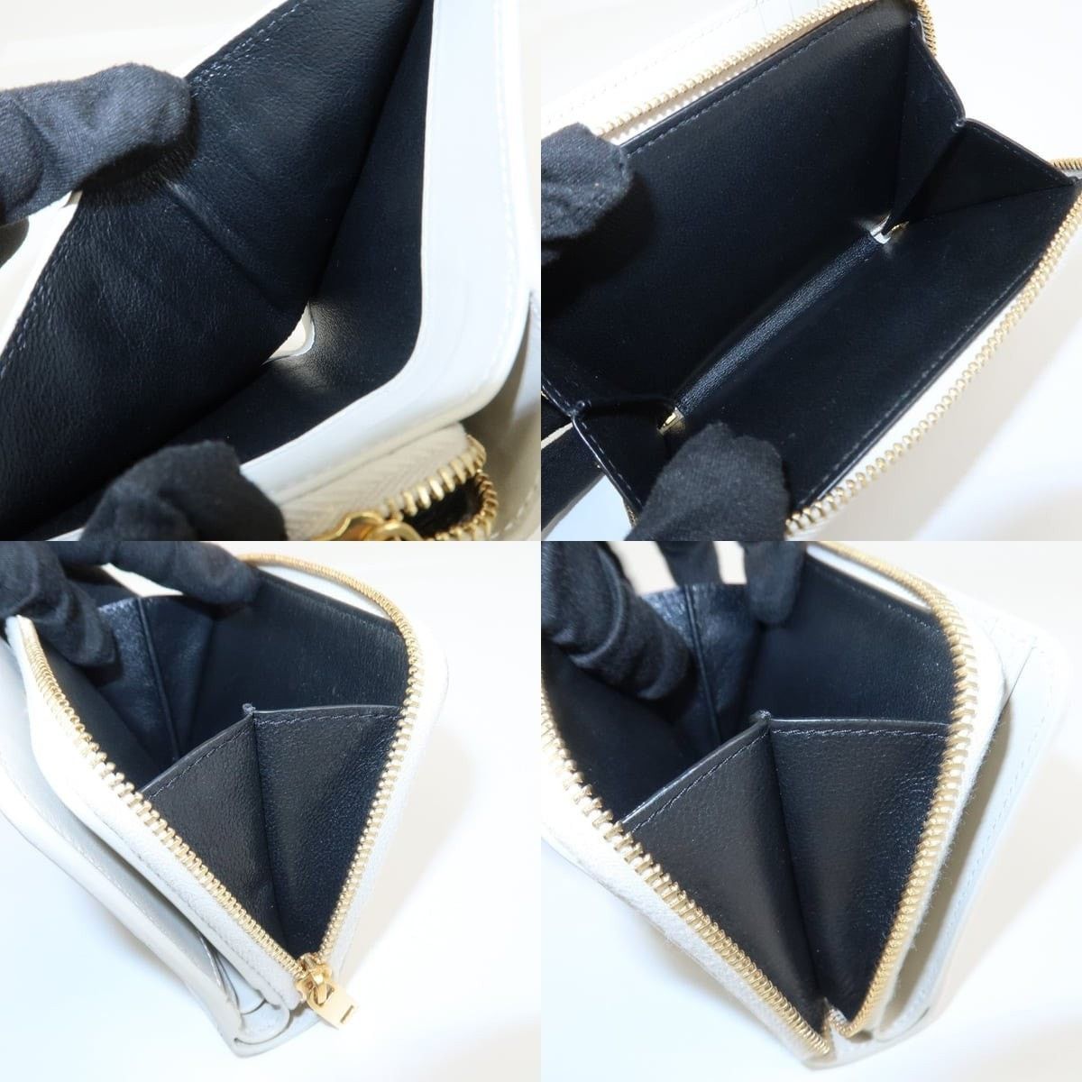 Saint Laurent Paris Saint Laurent Dot Print Zippy Compact Wallet Calfskin Cream Size ONE SIZE - 6 Thumbnail