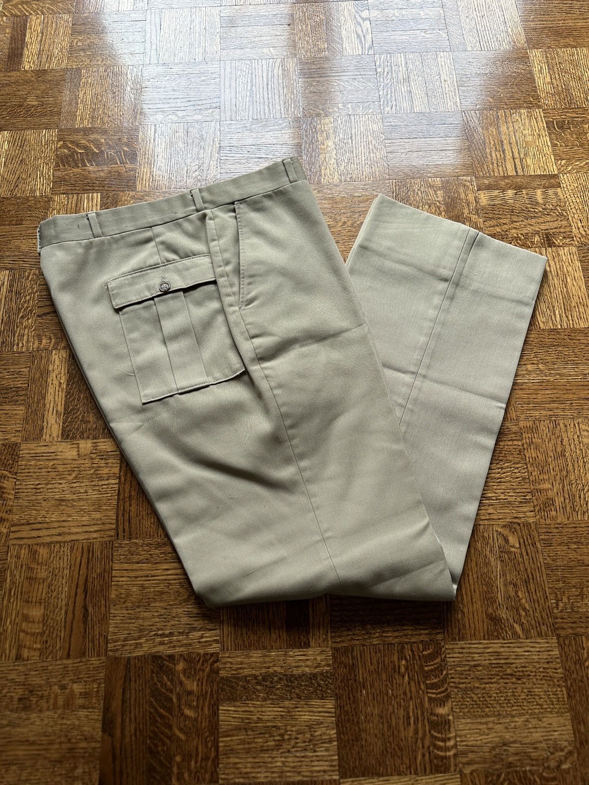 Vintage Vintage 60s Flannel Lined Khaki Trousers Pants Size US 36 / EU 52 - 1 Thumbnail