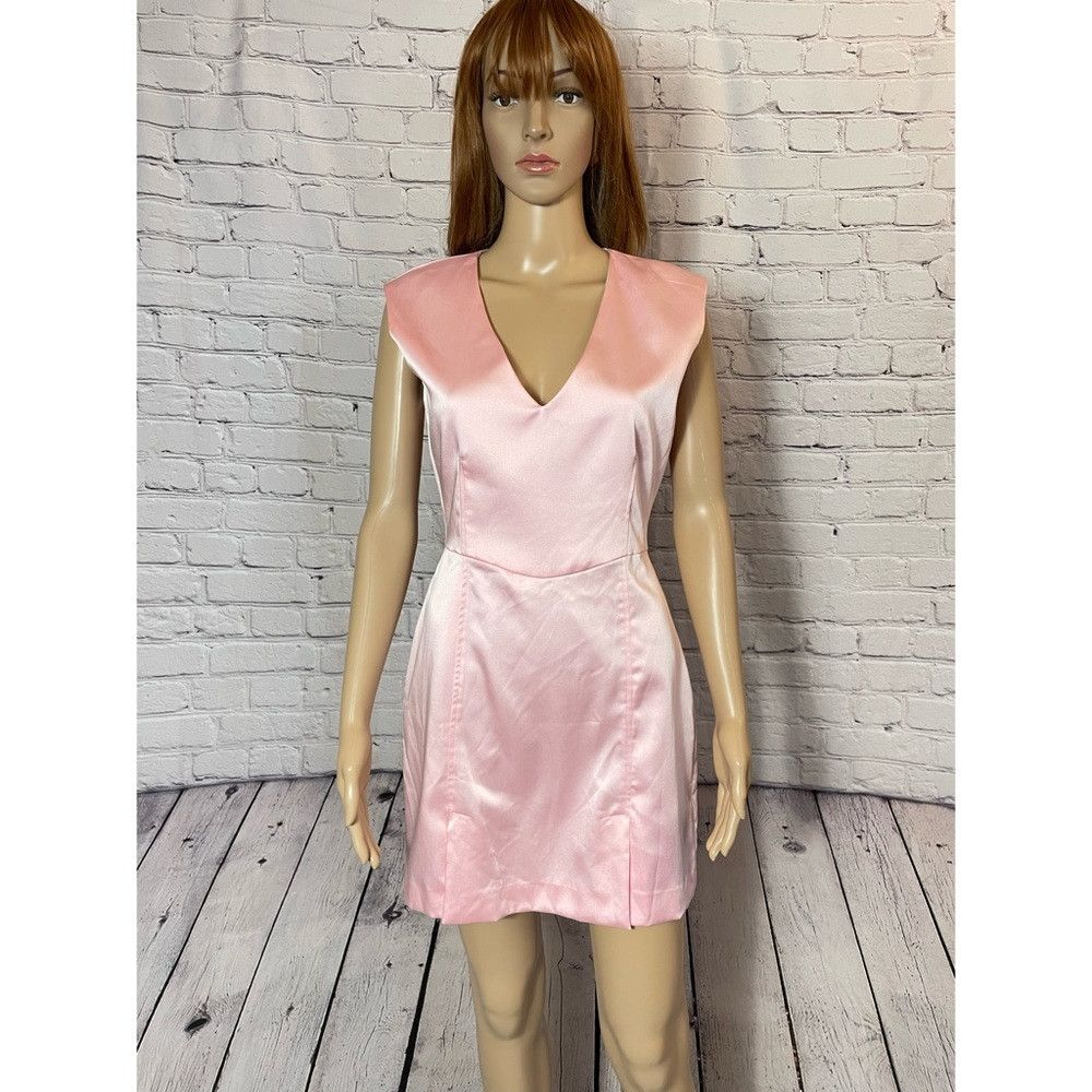 Zara NWT New Zara Pink Satin V-Neck Sleeveless Mini Dress Size M Size M / US 6-8 / IT 42-44 - 3 Thumbnail