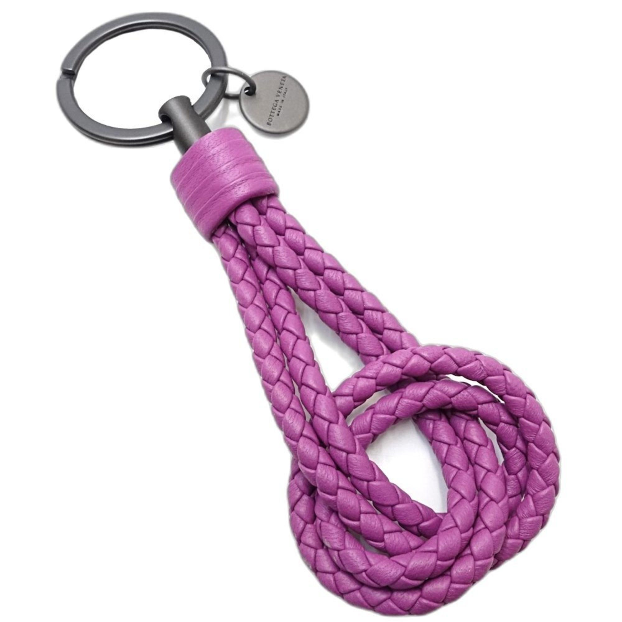 Bottega Veneta Key Ring Bag Charm in Nappa and Lambskin, Purple