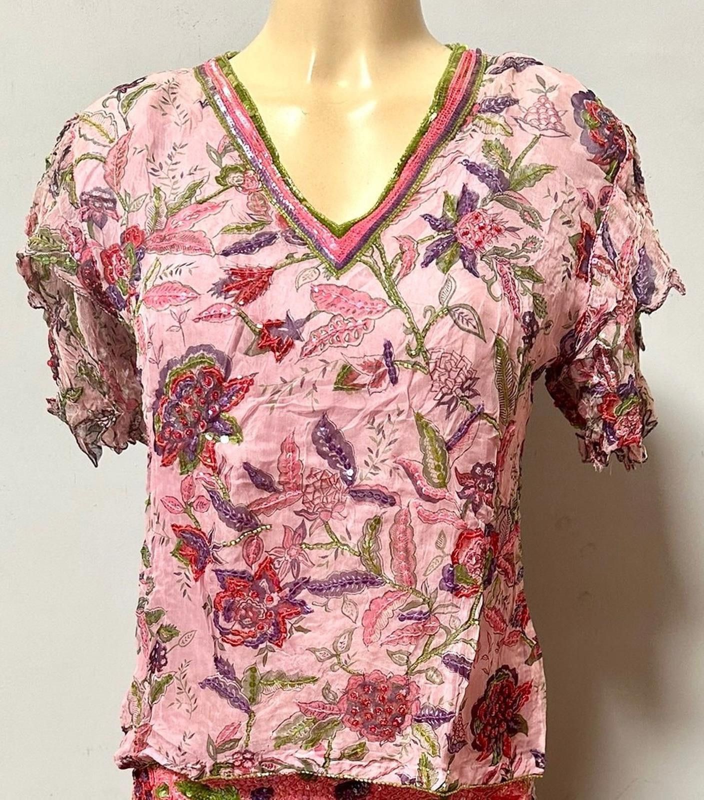 Designer Beaded Top Pink Size S only Size S / US 4 / IT 40 - 1 Preview