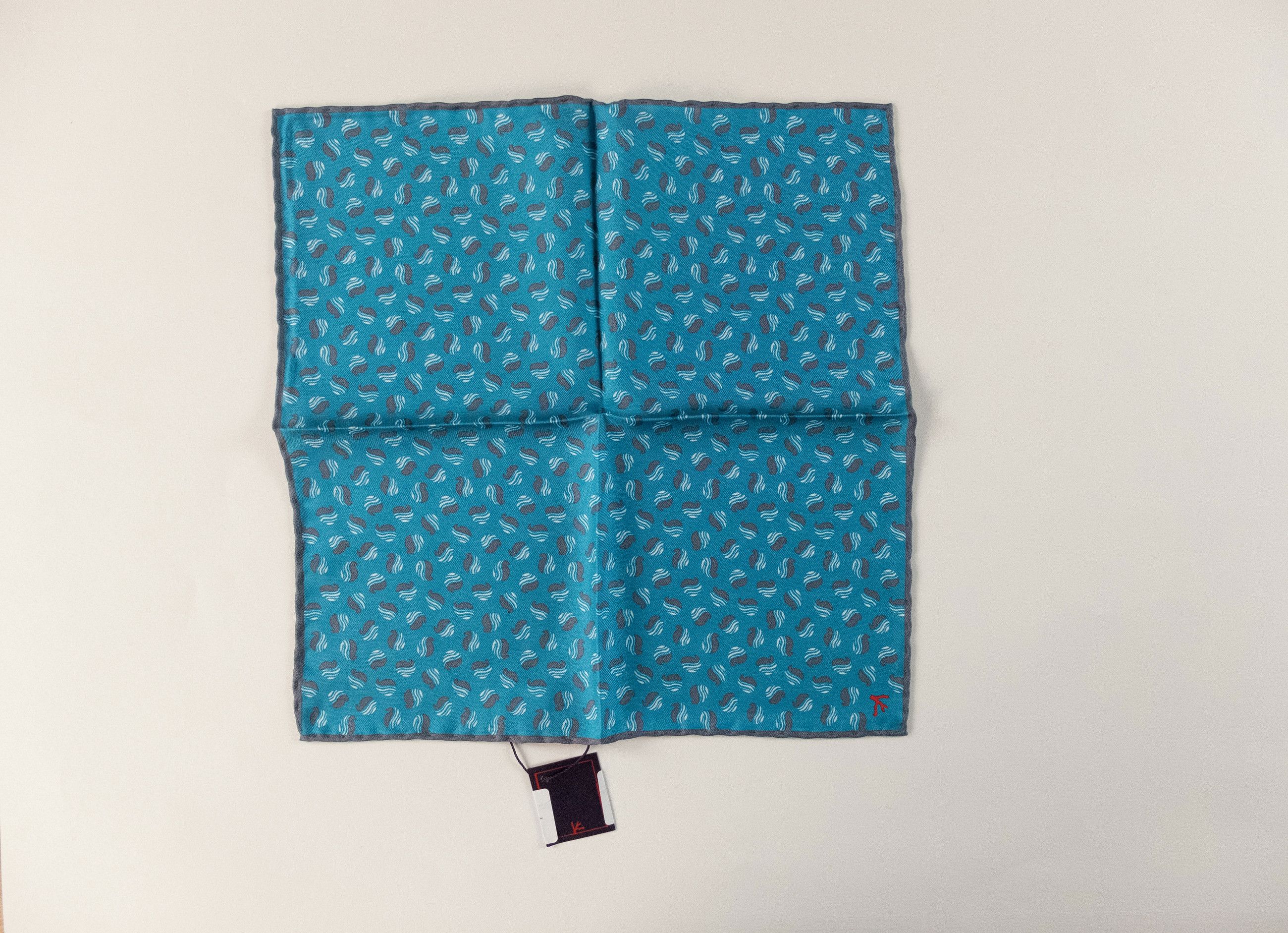 Isaia ISAIA Napoli blue Ying Yang motif silk pocket square Size ONE SIZE - 1 Thumbnail
