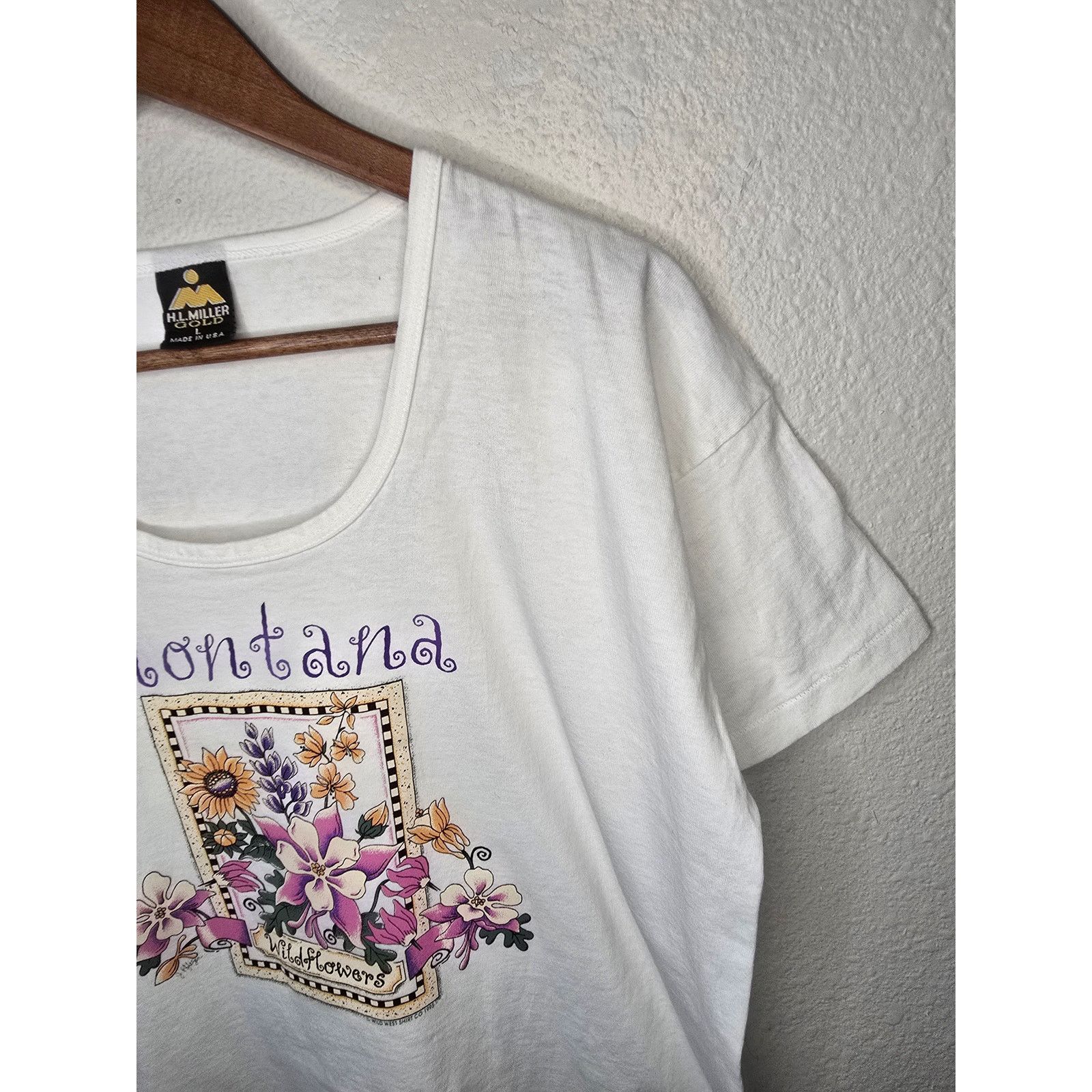 Vintage Vintage Montana Shirt Womens L Floral Wildflower White Tee Size L / US 10 / IT 46 - 7 Thumbnail