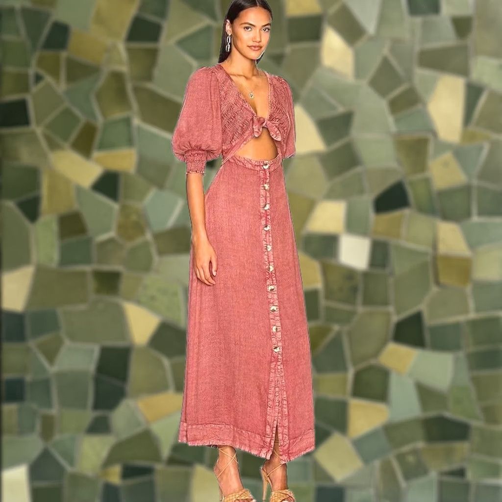 Free People Free People Pink Front Tie Long Maxi Dress XS Shirt Womens Size XS / US 0-2 / IT 36-38 - 1 Thumbnail