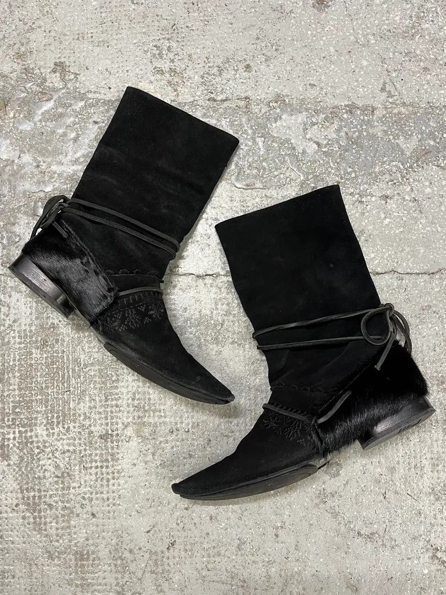 Marithe + Francois Girbaud Marithé + François Girbaud Black Ankle Suede Leather Pony Hair Boots Size US 6.5 / IT 36.5 - 2 Thumbnail