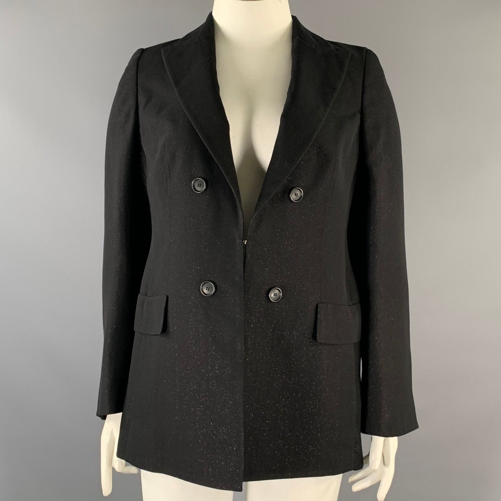 Akris AKRIS Size 12 Black Glitter Wool Polyester Sparkly Jacket Size XL / US 12-14 / IT 48-50 - 1 Thumbnail
