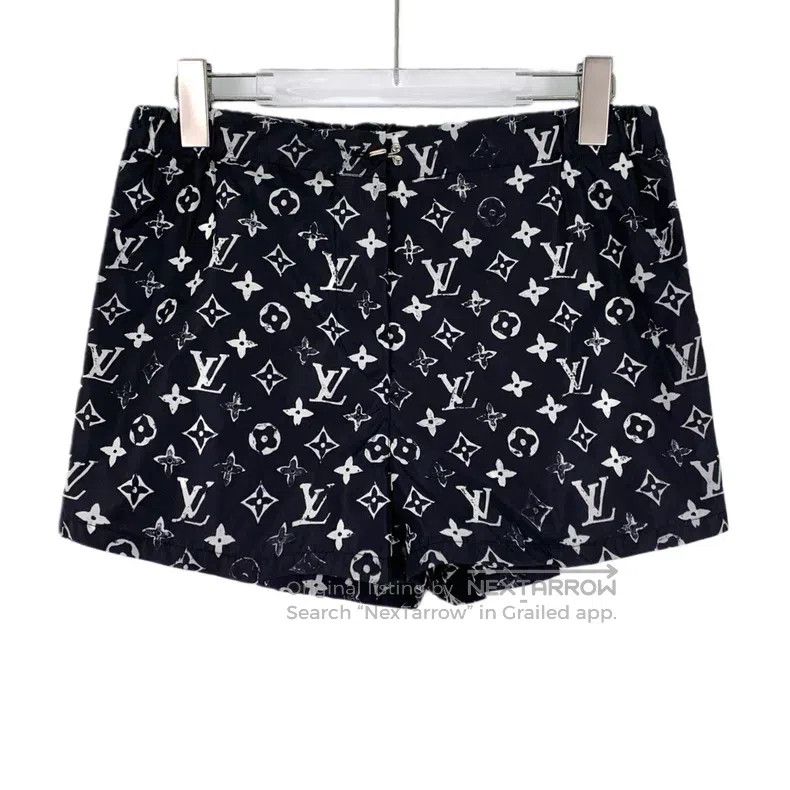 Louis Vuitton Black logo full print printed casual shorts
