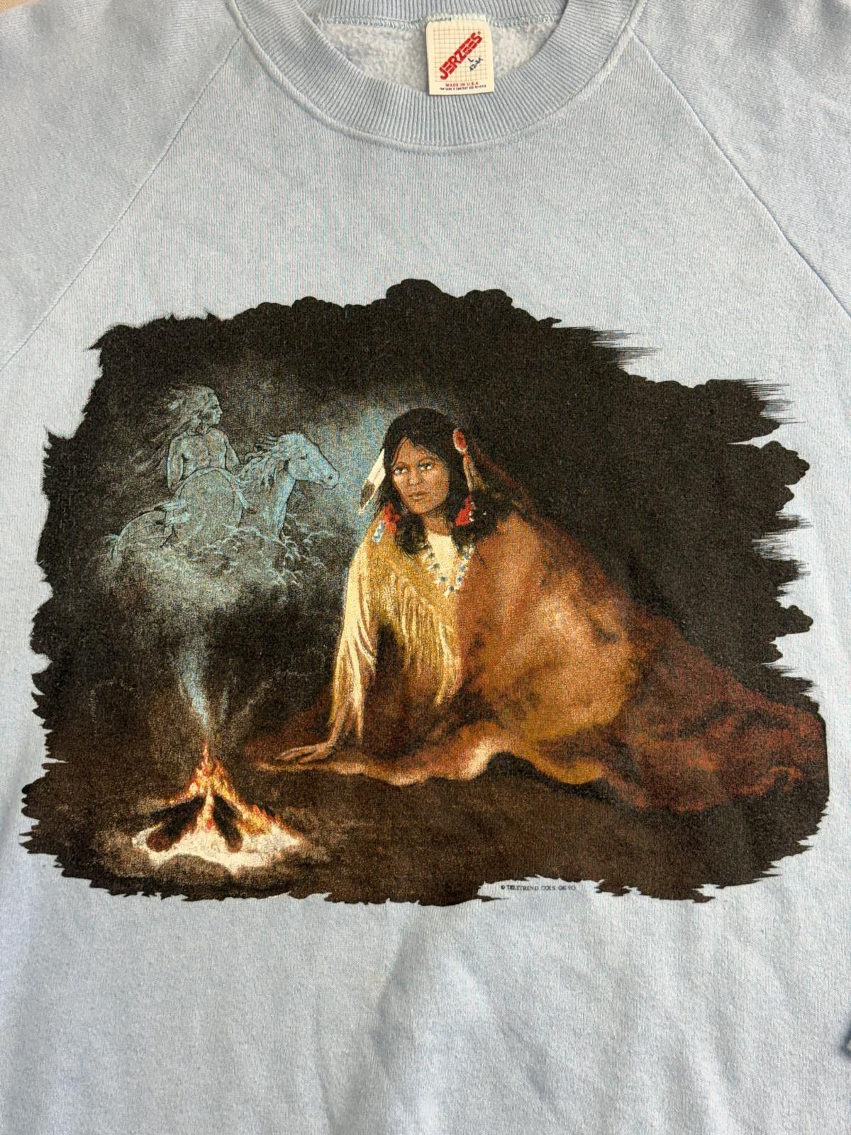 Jerzees Vintage Native American Woman Smoke Signal Warrior - L Size US L / EU 52-54 / 3 - 4 Thumbnail