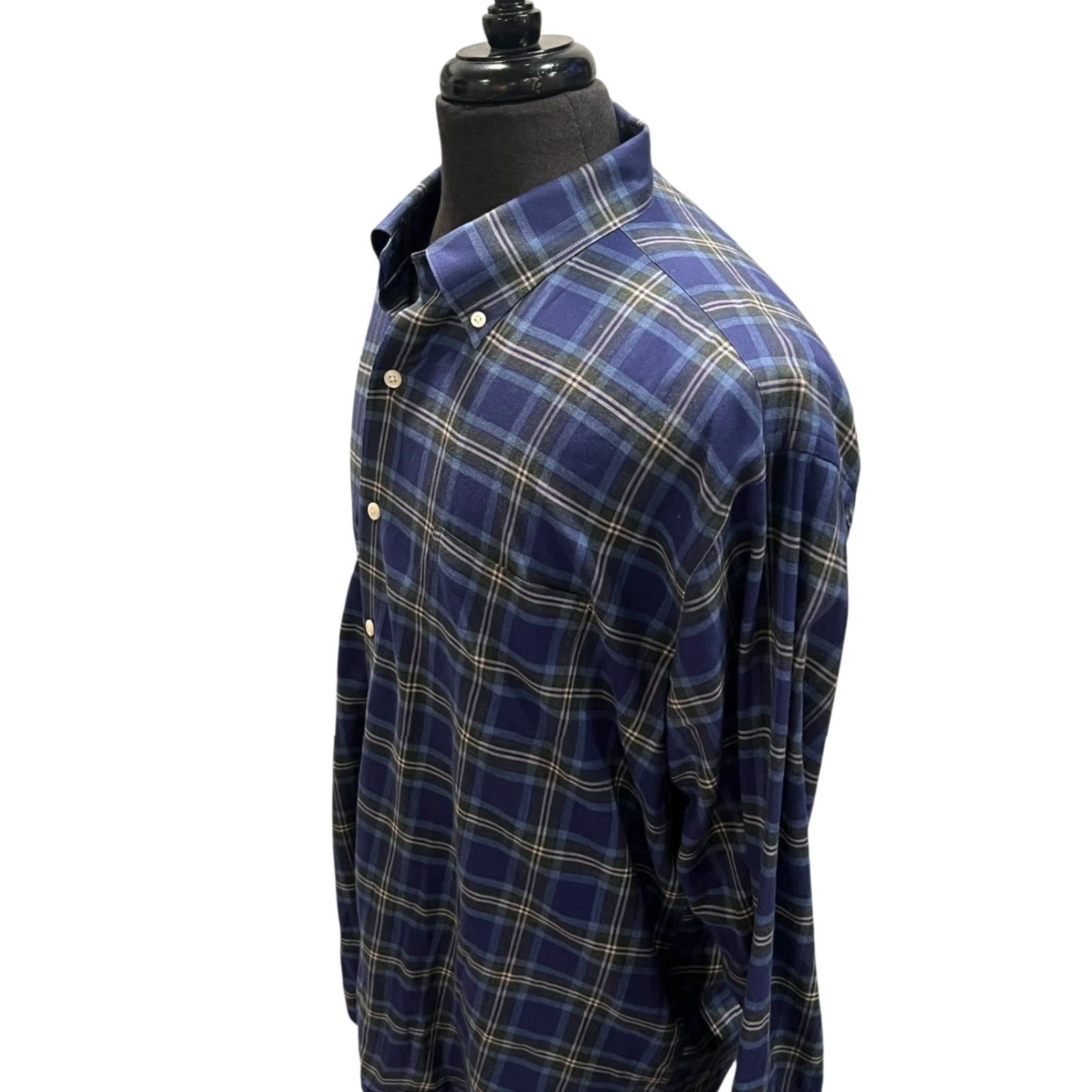 Peter Millar Peter Millar Shirt Mens XL Blue Plaid Long Sleeve Button-Up Soft Cotton Size US XL / EU 56 / 4 - 3 Thumbnail