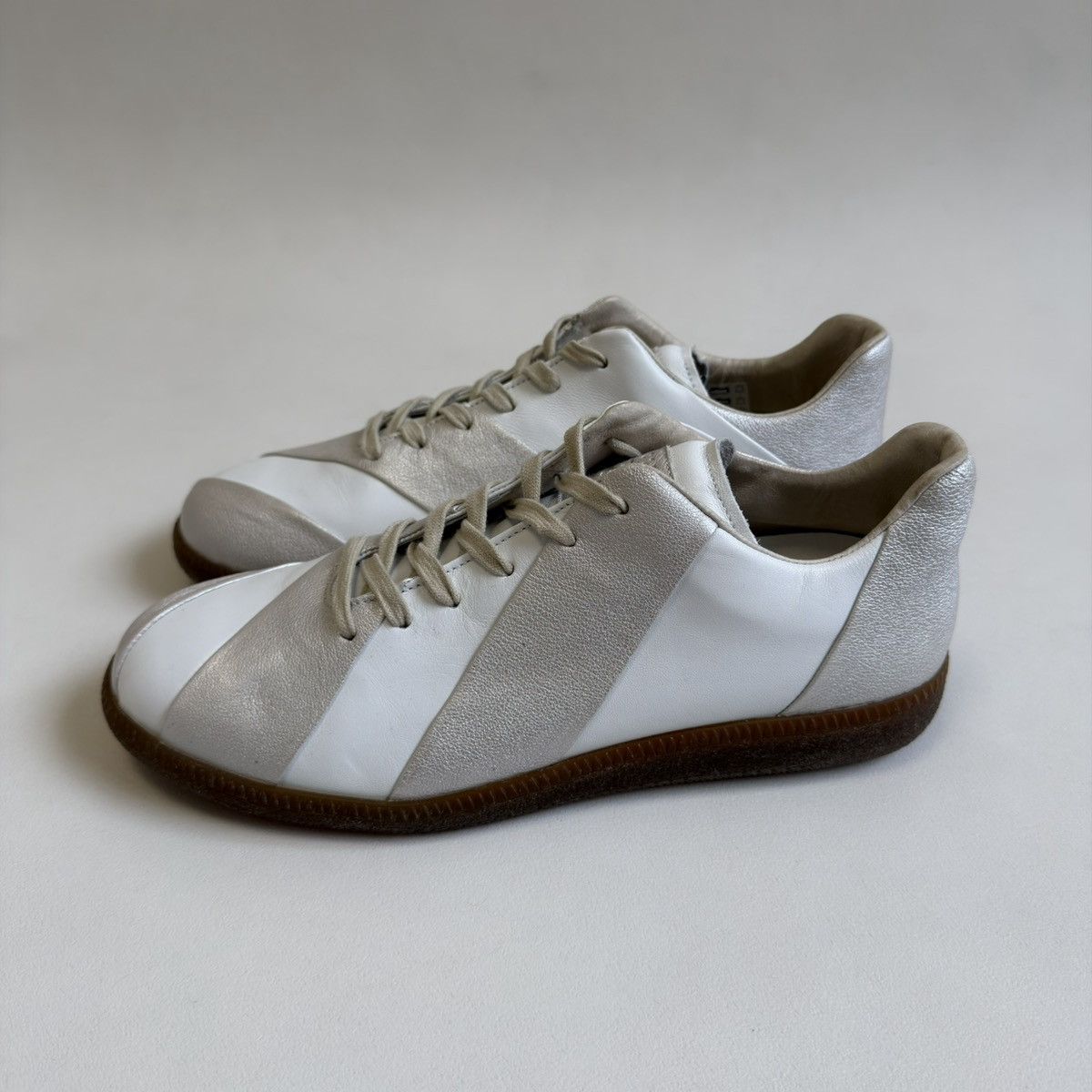 Maison Margiela S/S 10 Silver/White Striped GAT Sneakers Size US 9 / EU 42 - 13 Thumbnail