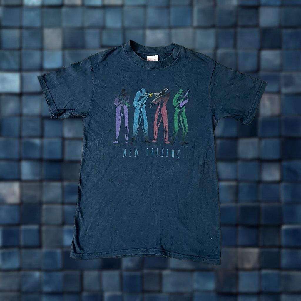 Vintage VINTAGE Hanes Heavyweight T-shirt Blues Brass Band 1992 S Small 34-36 Unisex Blue Graphic Tee 1990s Mens Womens Boys Girls Size US S / EU 44-46 / 1 - 1 Thumbnail