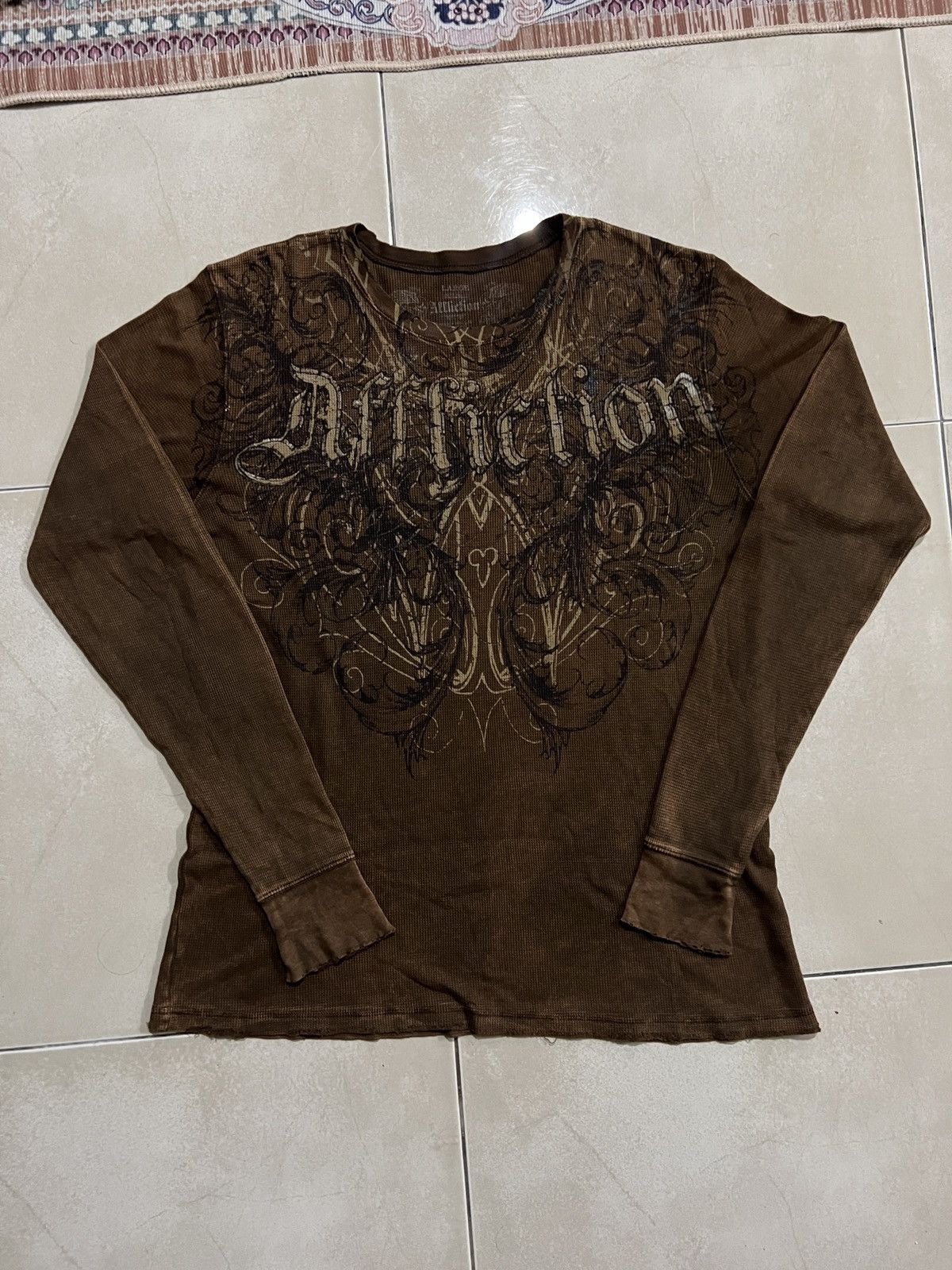 Affliction × Vintage Vintage Y2K Affliction Thermal Big Wings and Cross Size US L / EU 52-54 / 3 - 1 Thumbnail