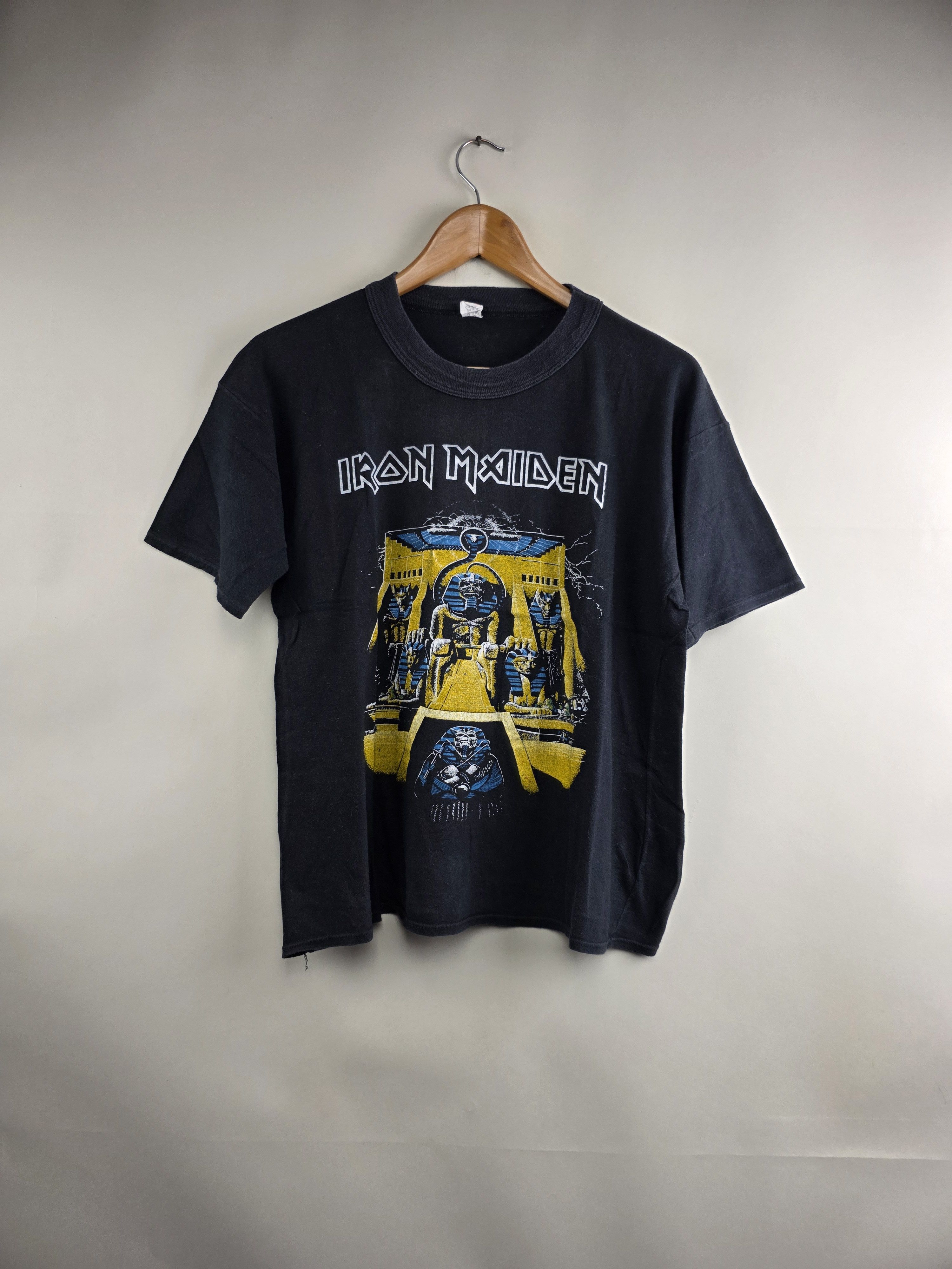 Band Tees × Iron Maiden × Vintage Early 80s Iron Maiden Power Slave L 19.5" 24" Size US L / EU 52-54 / 3 - 6 Thumbnail