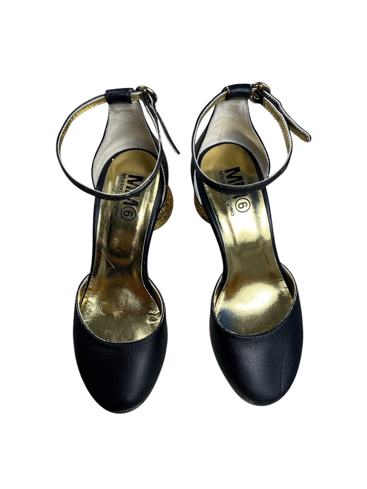 Maison Margiela Maison Margiela MM6 Black Leather Glitter Ball Heels Size US 7 / IT 37 - 4 Thumbnail