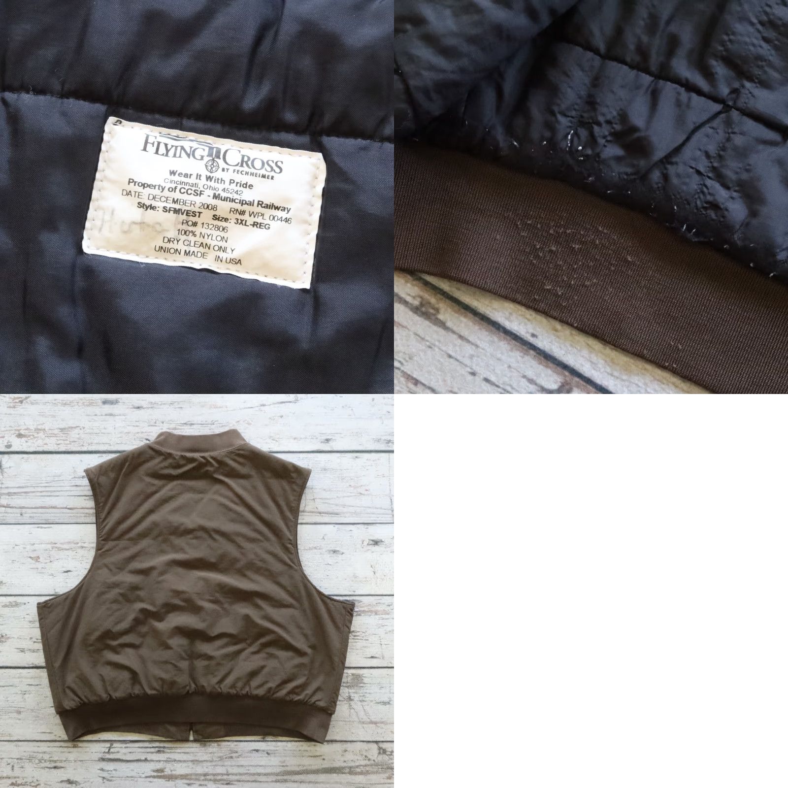 Vintage VINTAGE Flying Cross San Francisco Muni Work Vest Mens XXXL Quilted Brown Nylon Vest Size US XXL / EU 58 / 5 - 9 Thumbnail