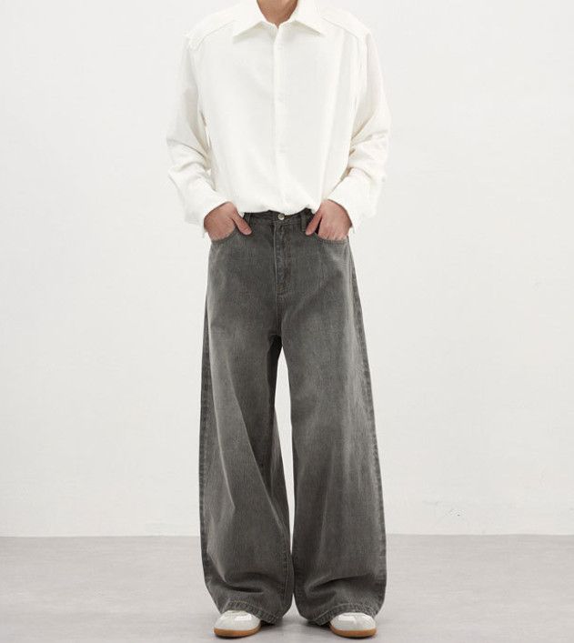Vintage American street men's baggy casual washed wide-leg jeans Size US 32 / EU 48 - 1 Thumbnail