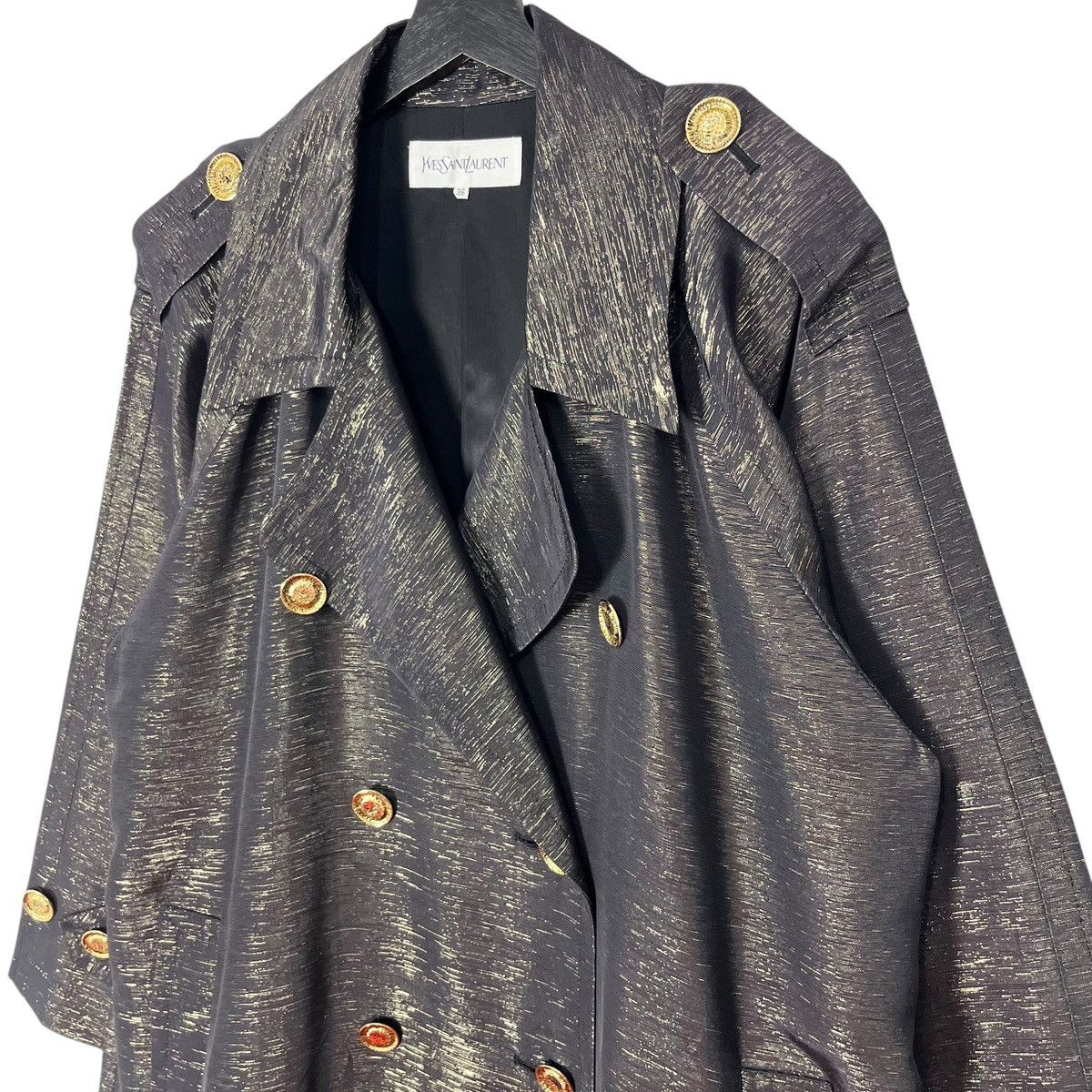 Designer × Yves Saint Laurent Vintage YSL Yves Saint Laurent Gold Weaving Trench Coat Size XS / US 0-2 / IT 36-38 - 6 Thumbnail