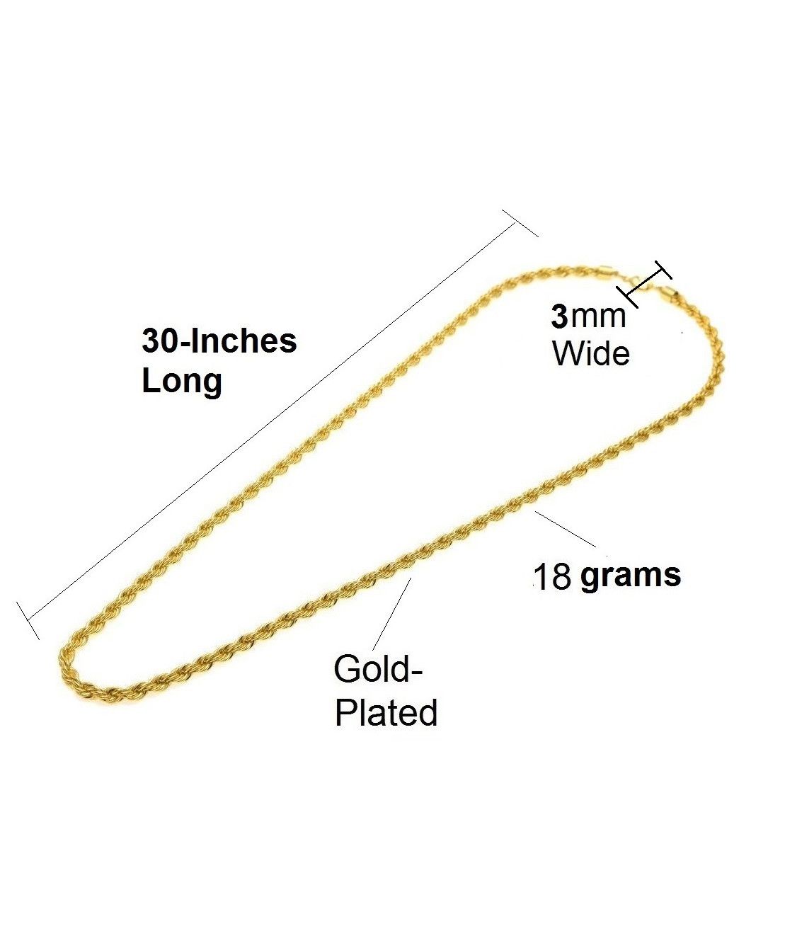 Other 18KGP 30'' Rope Necklace Diamond-cut Solid Chain Gift Size ONE SIZE - 4 Thumbnail