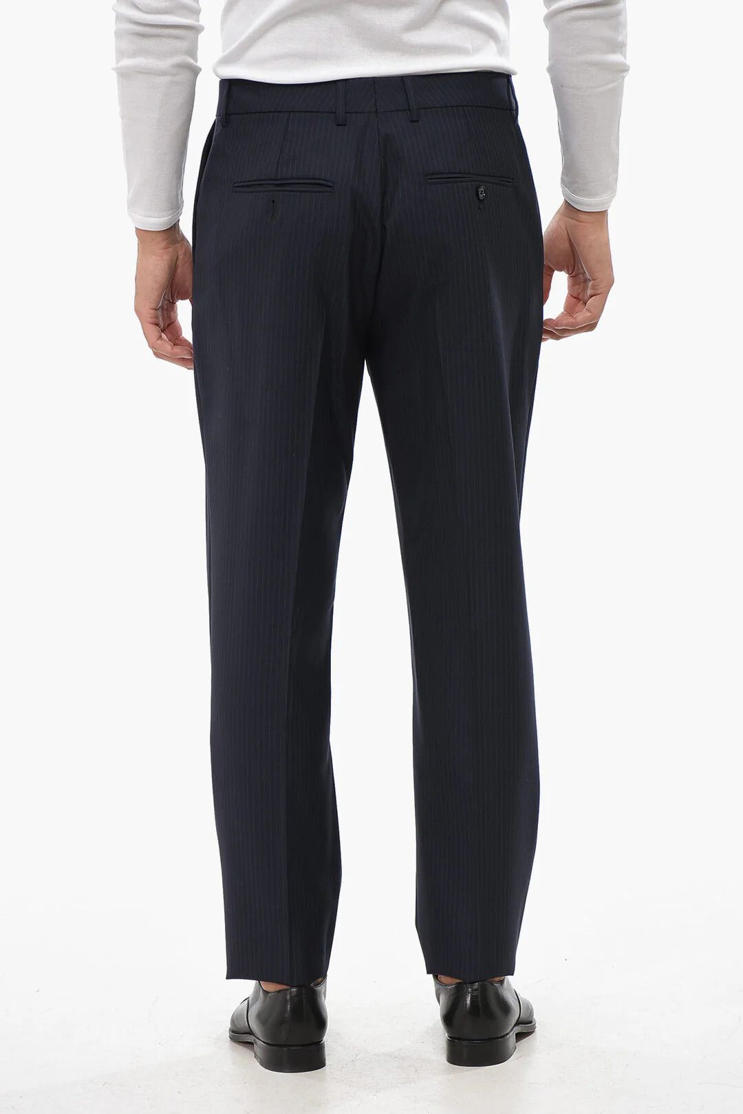 Celine og1mm0426 Pinstriped Wool Pant in Black Size US 34 / EU 50 - 2 Thumbnail