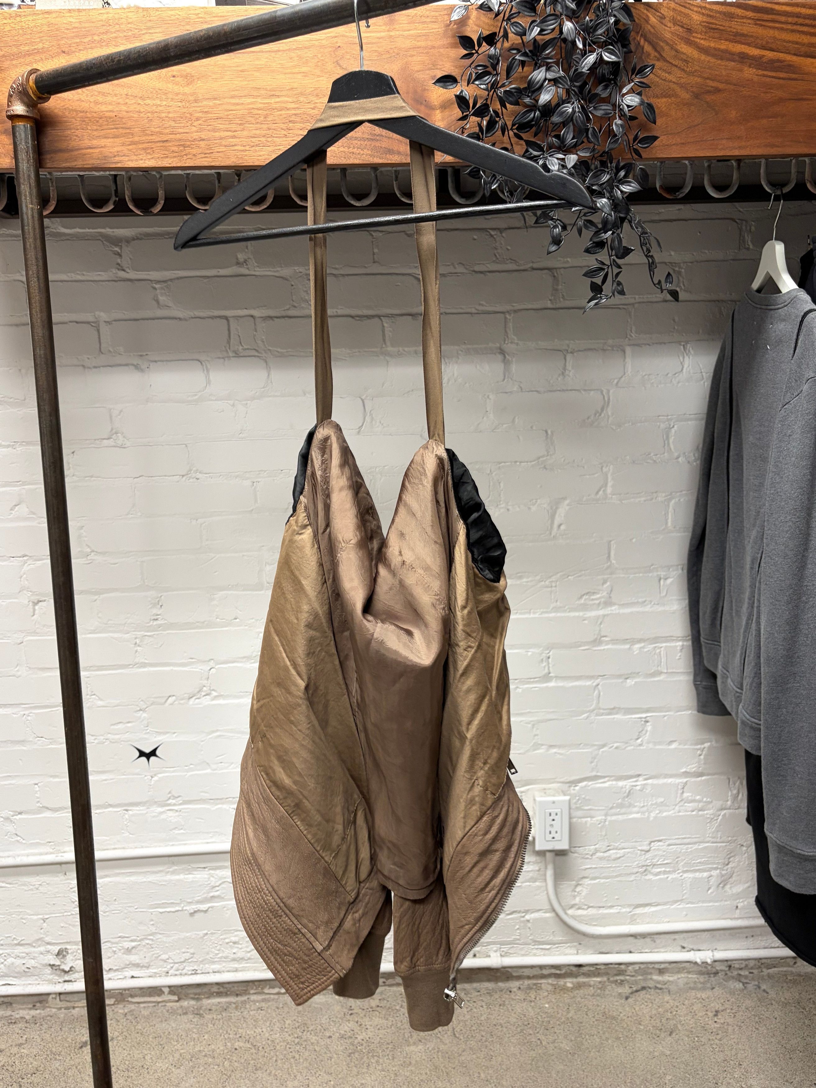 Rick Owens 2000s Rick Owens O&M era Dust Brown High Neck Leather Jacket Size US XS / EU 42 / 0 - 6 Thumbnail