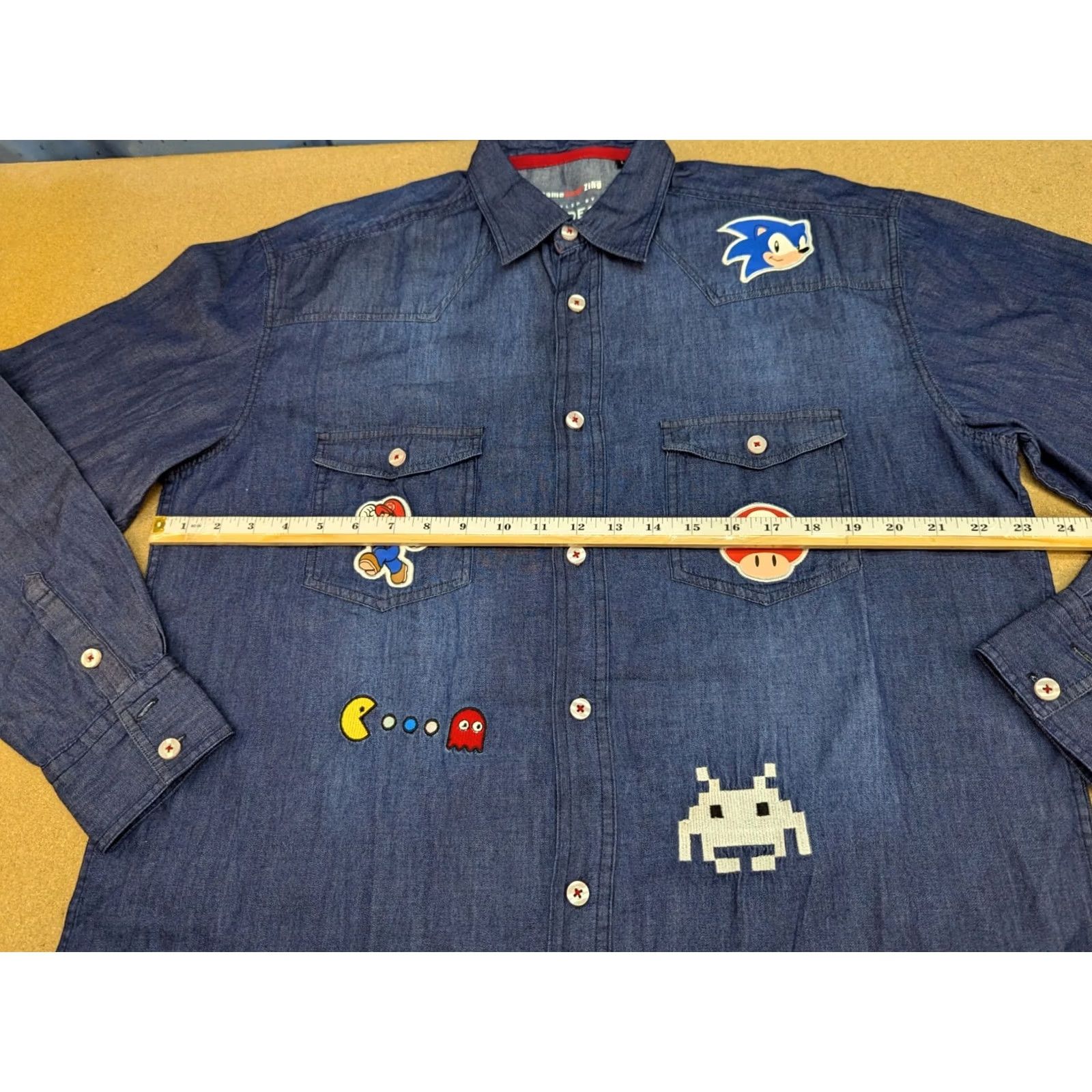 Denime Audes Gamestop Zing Pop Culture Button Up Shirt Denim L Australia Men Blue Cotton Denim Shirt Long Sleeve Button-Up Casual Pocketed collared Mens 90s? Size US L / EU 52-54 / 3 - 5 Thumbnail